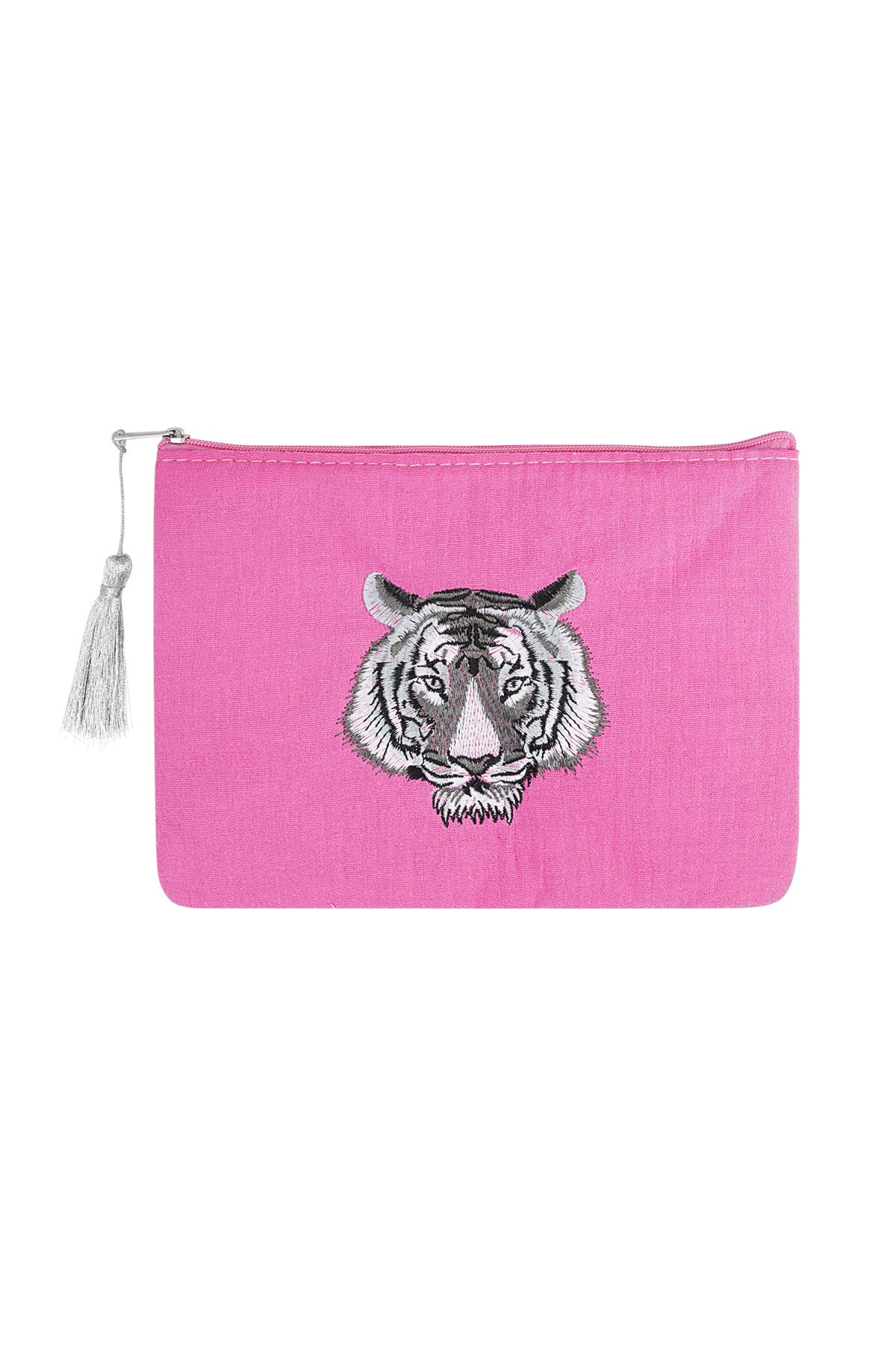 Make-up bag with tiger head - fuchsia h5 