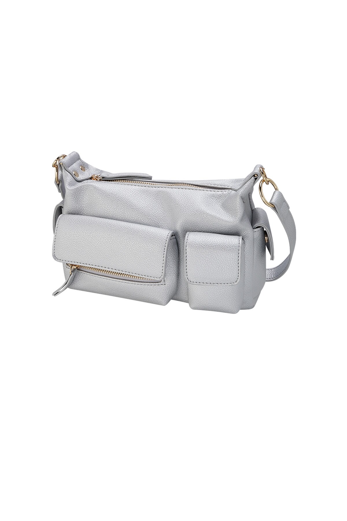 Statement bag with compartments - Silver color h5 