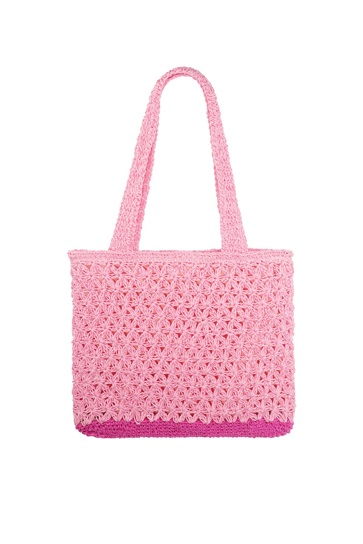 Crochet beach shopper - pink h5 