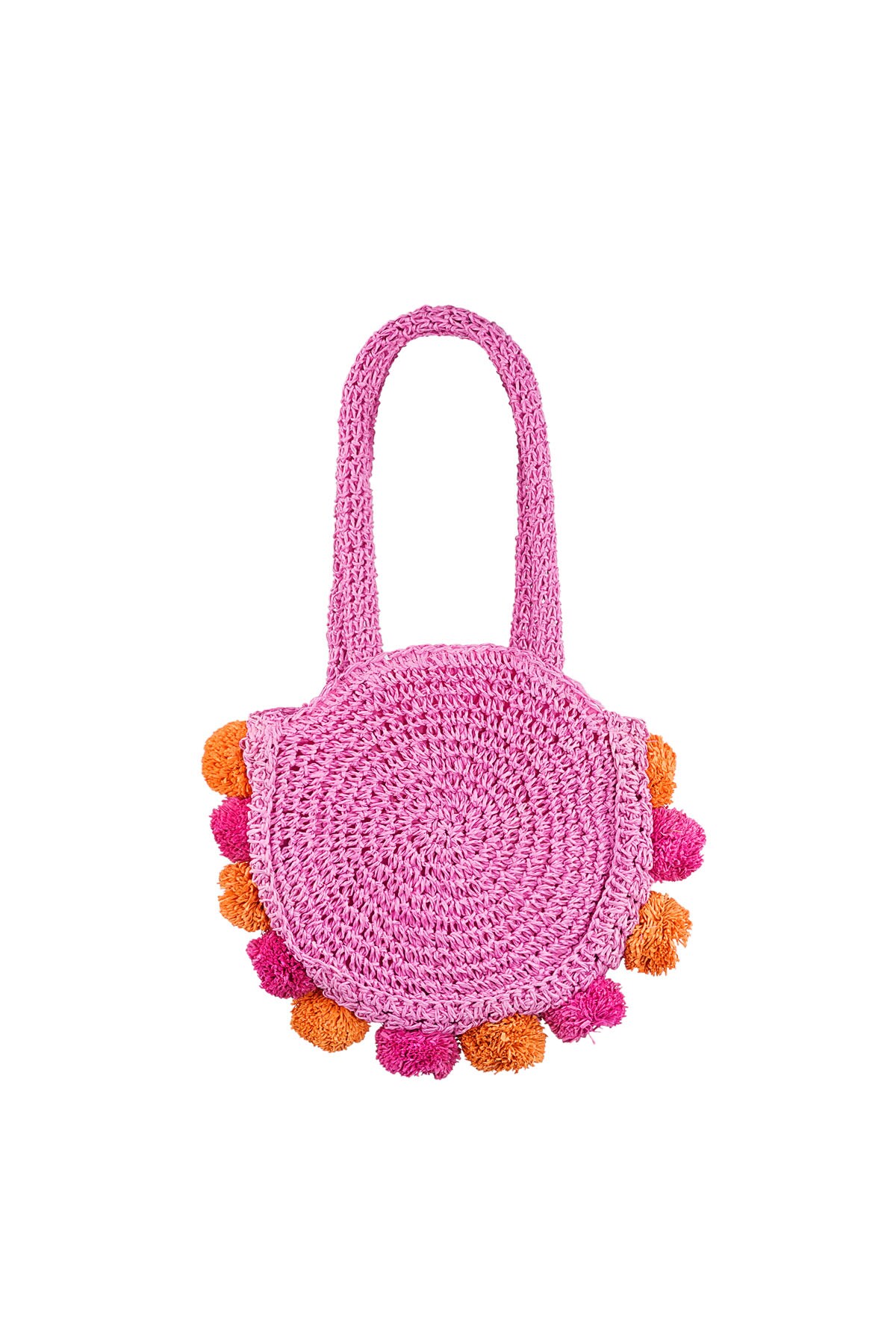 Pom pom beach bag - orange pink h5 