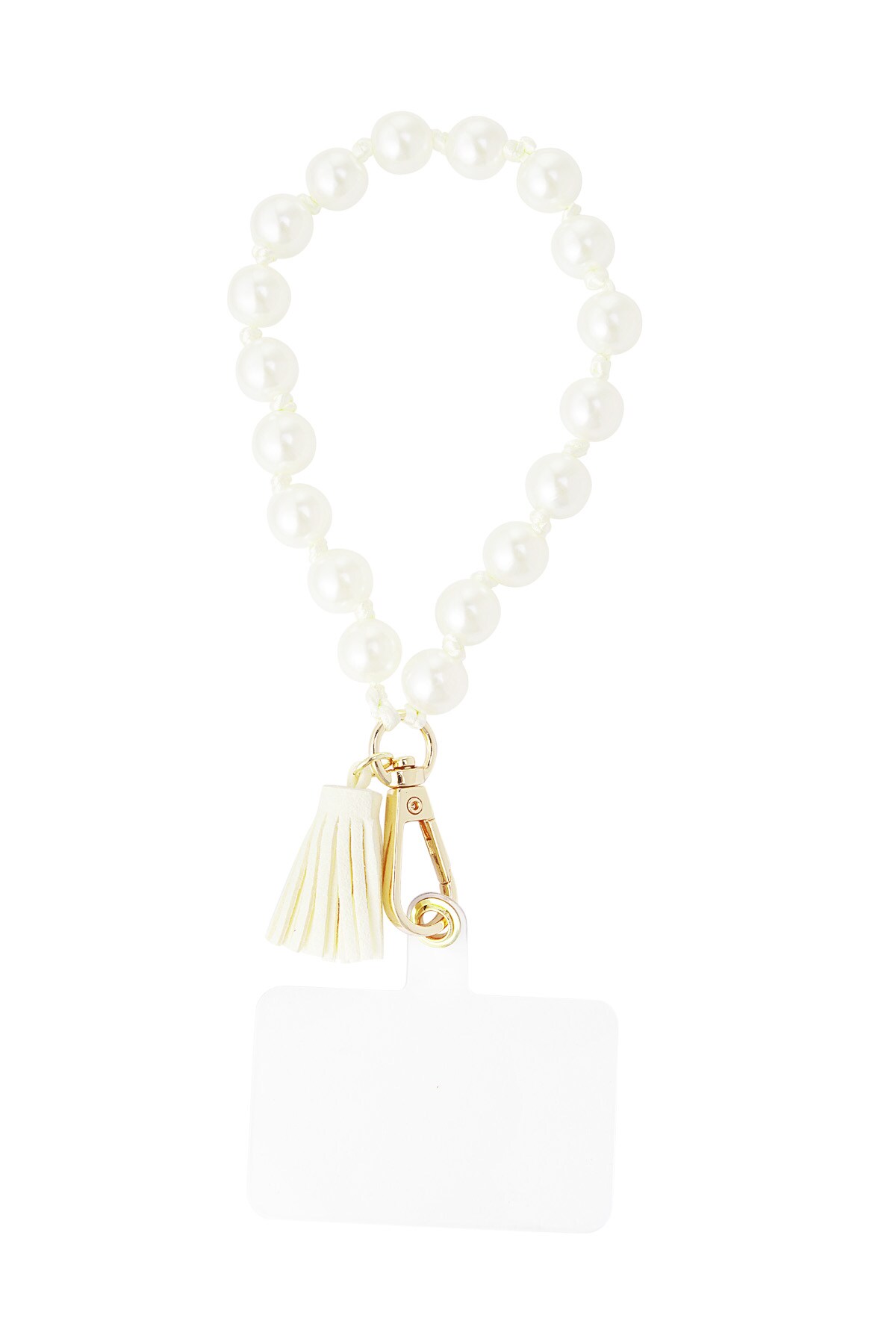 Phone cord girly pearl - white gold 