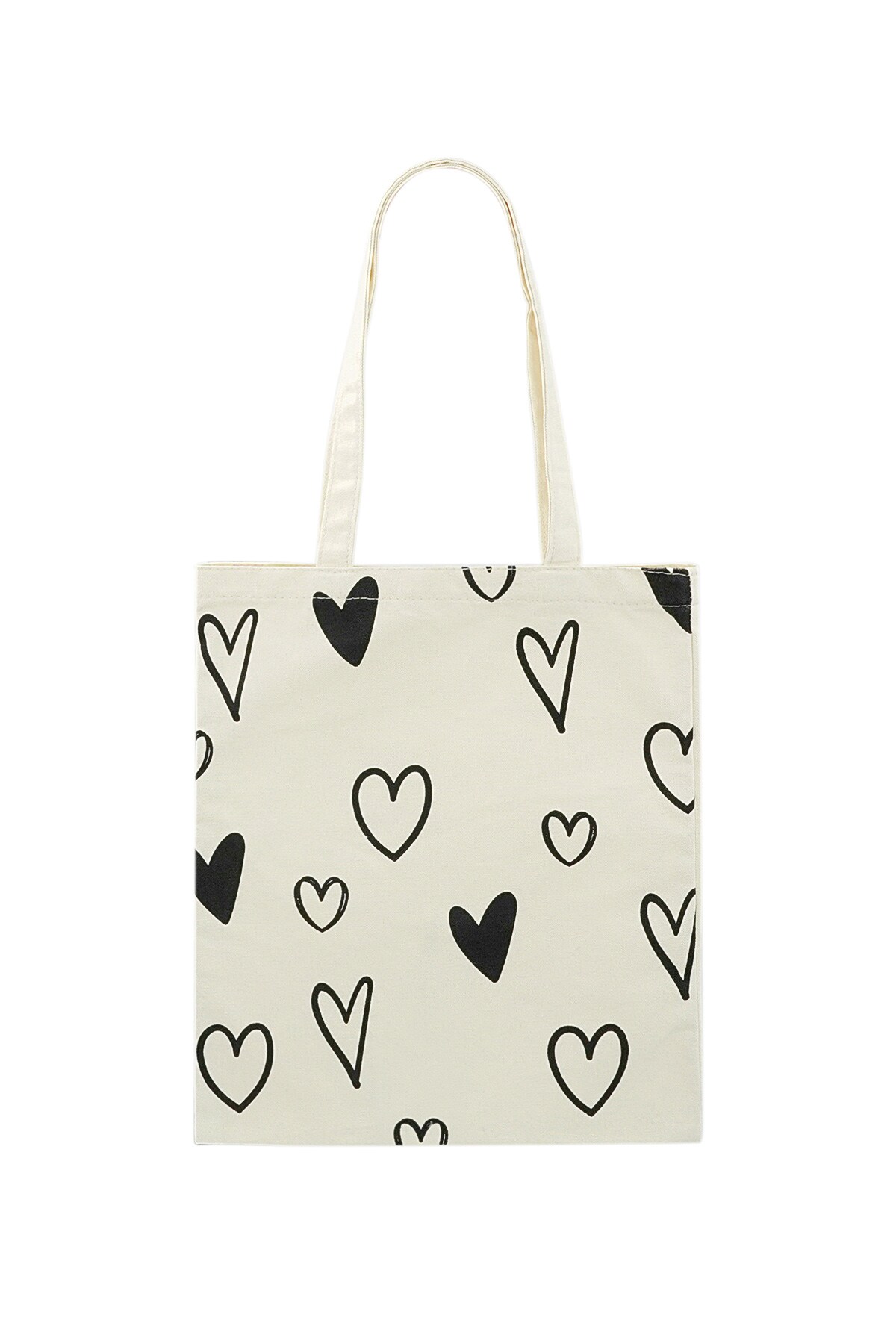 Canvas shopper hearts - white 