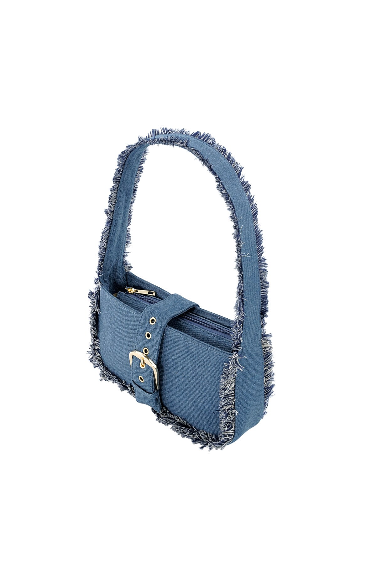 Denim bag with fringes - dark blue h5 Picture4