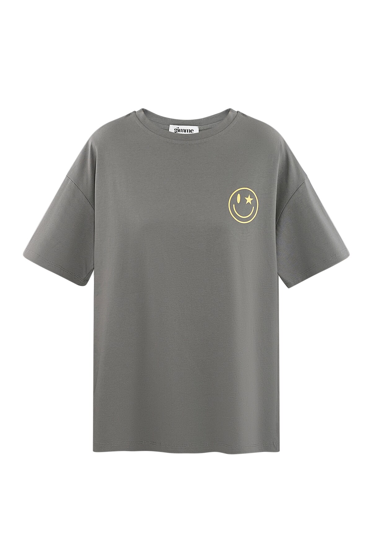 T-shirt happy life smiley - gray 