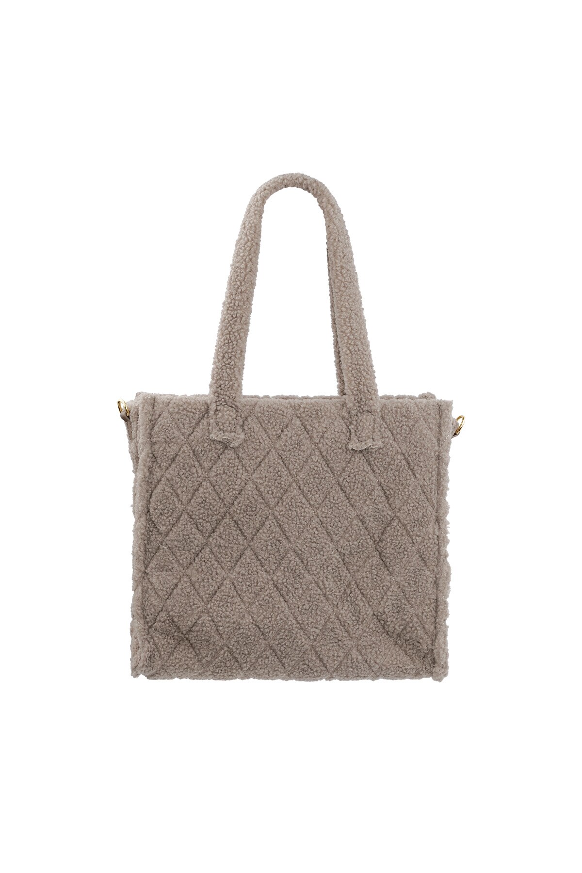 Fuzzy tote bag - camel h5 