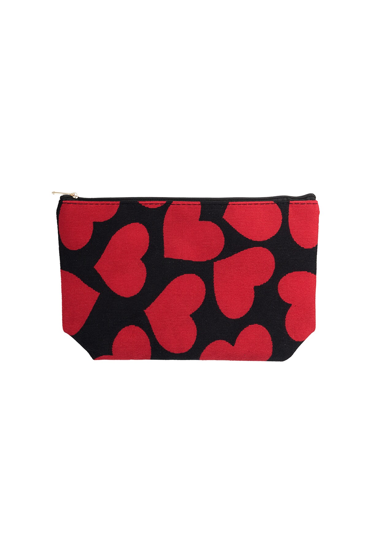 Make-up bag with hearts - black red h5 