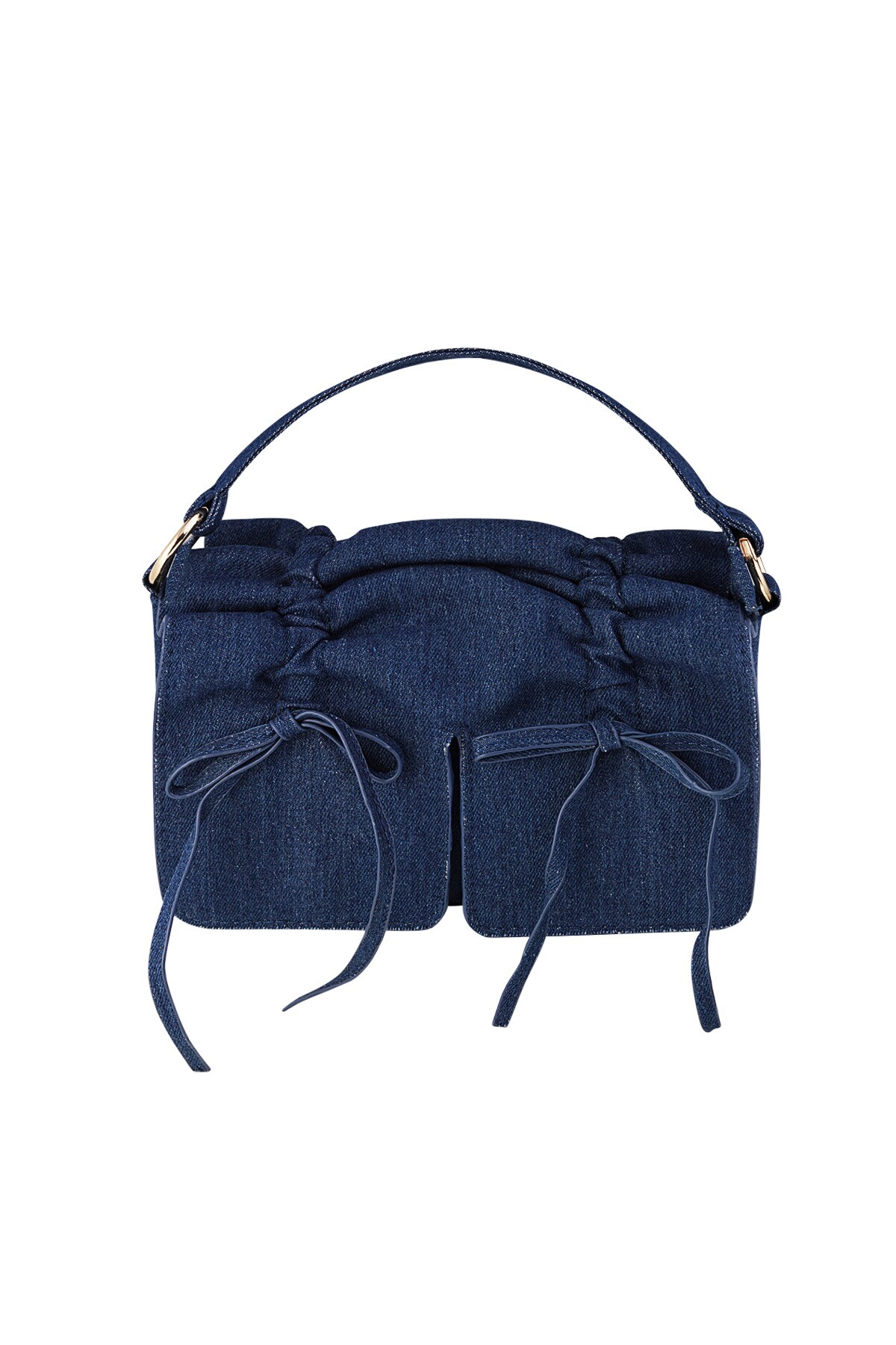 Denim bag with bows - blue h5 