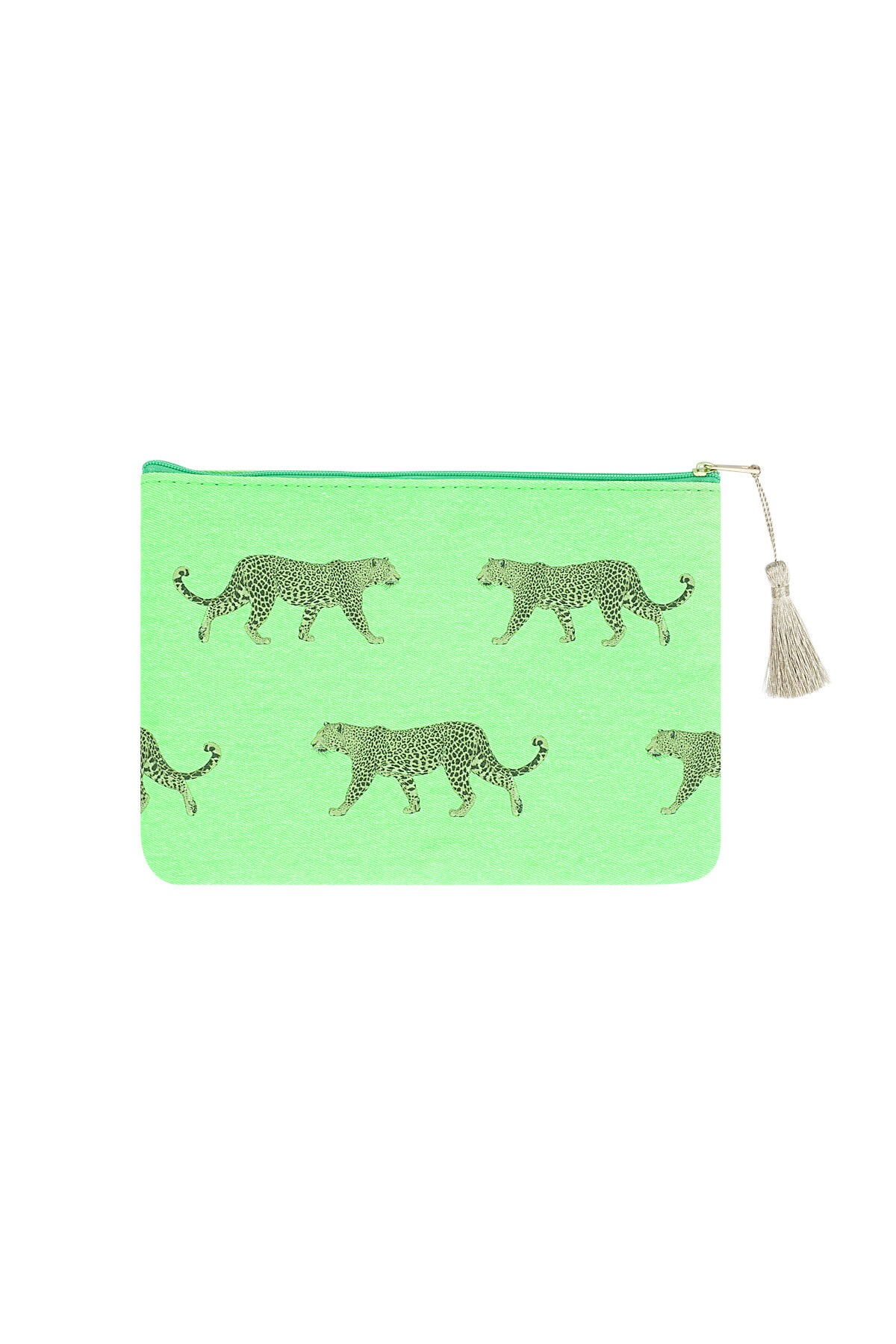 Leopard make-up bag - green 