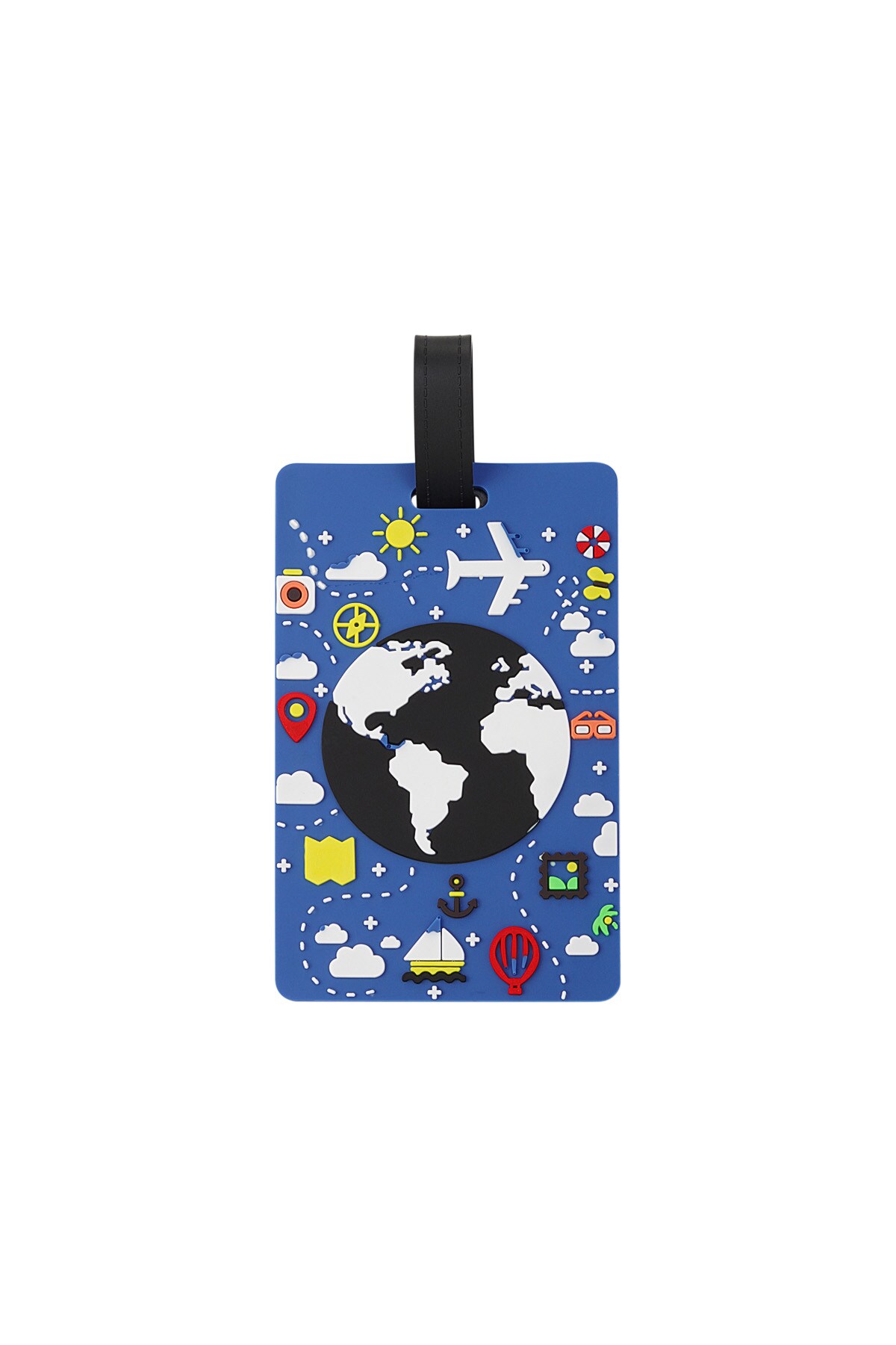 Around the World suitcase tag - blue h5 