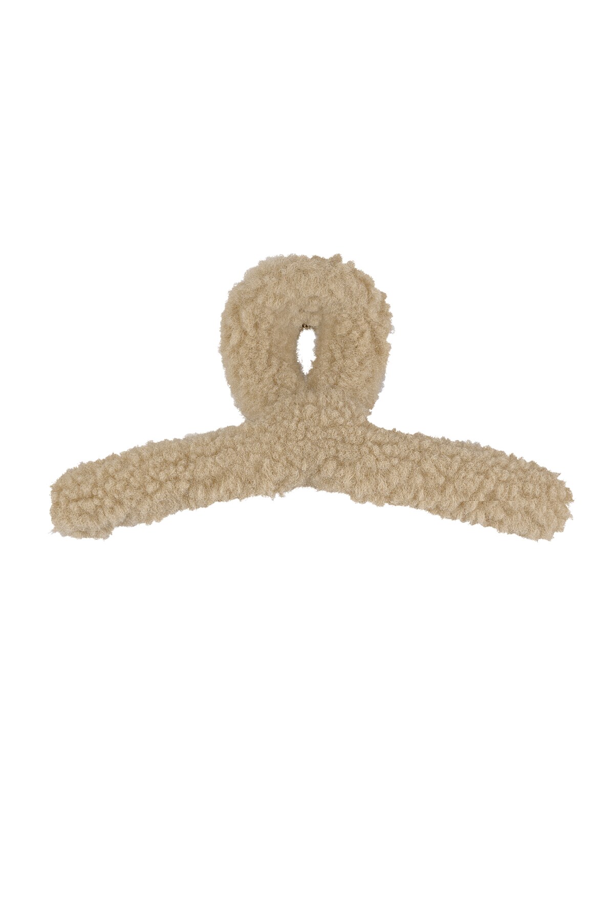 Fluffy teddy hair clip - beige h5 