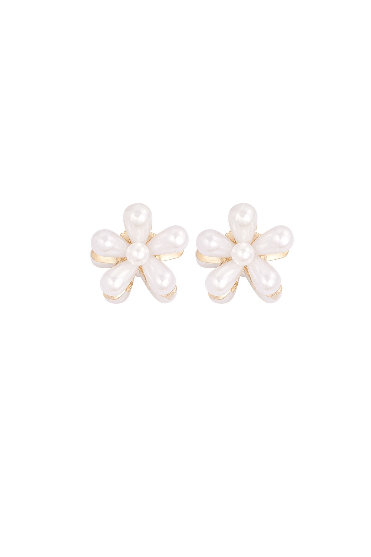 Pearl flower hair clip - white gold 