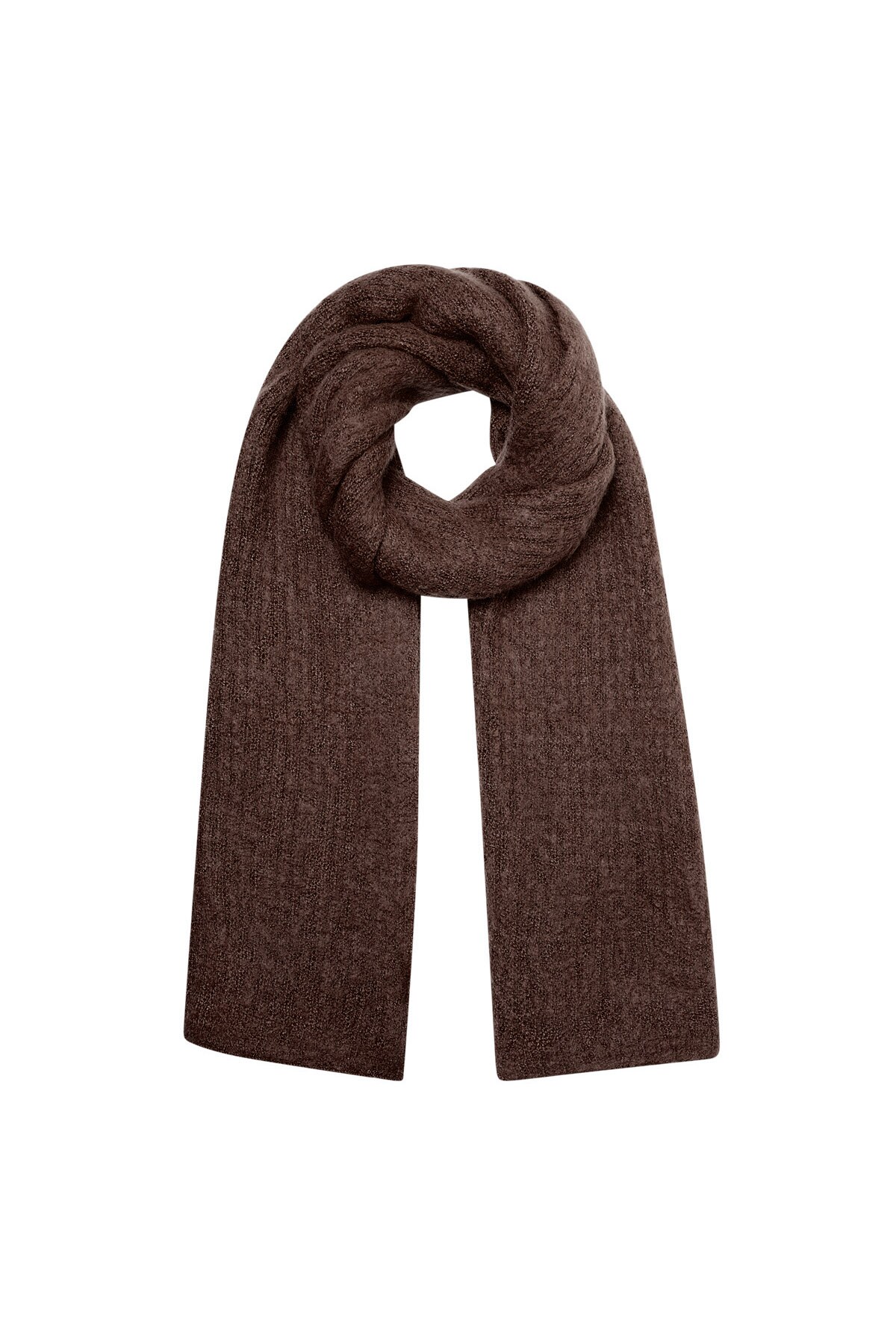 Scarf knitted plain - dark brown h5 