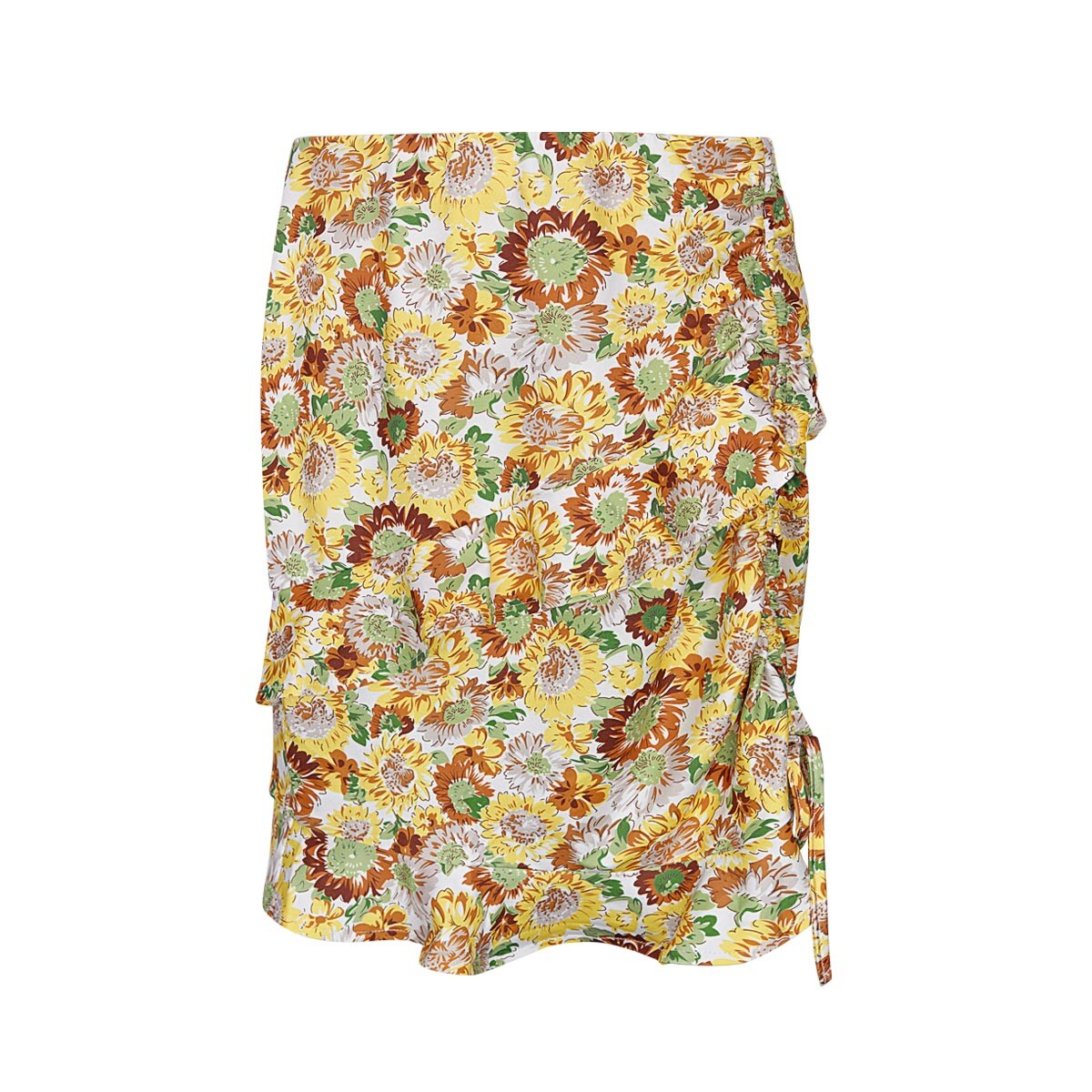 Skirt floral print - yellow Orange M h5 