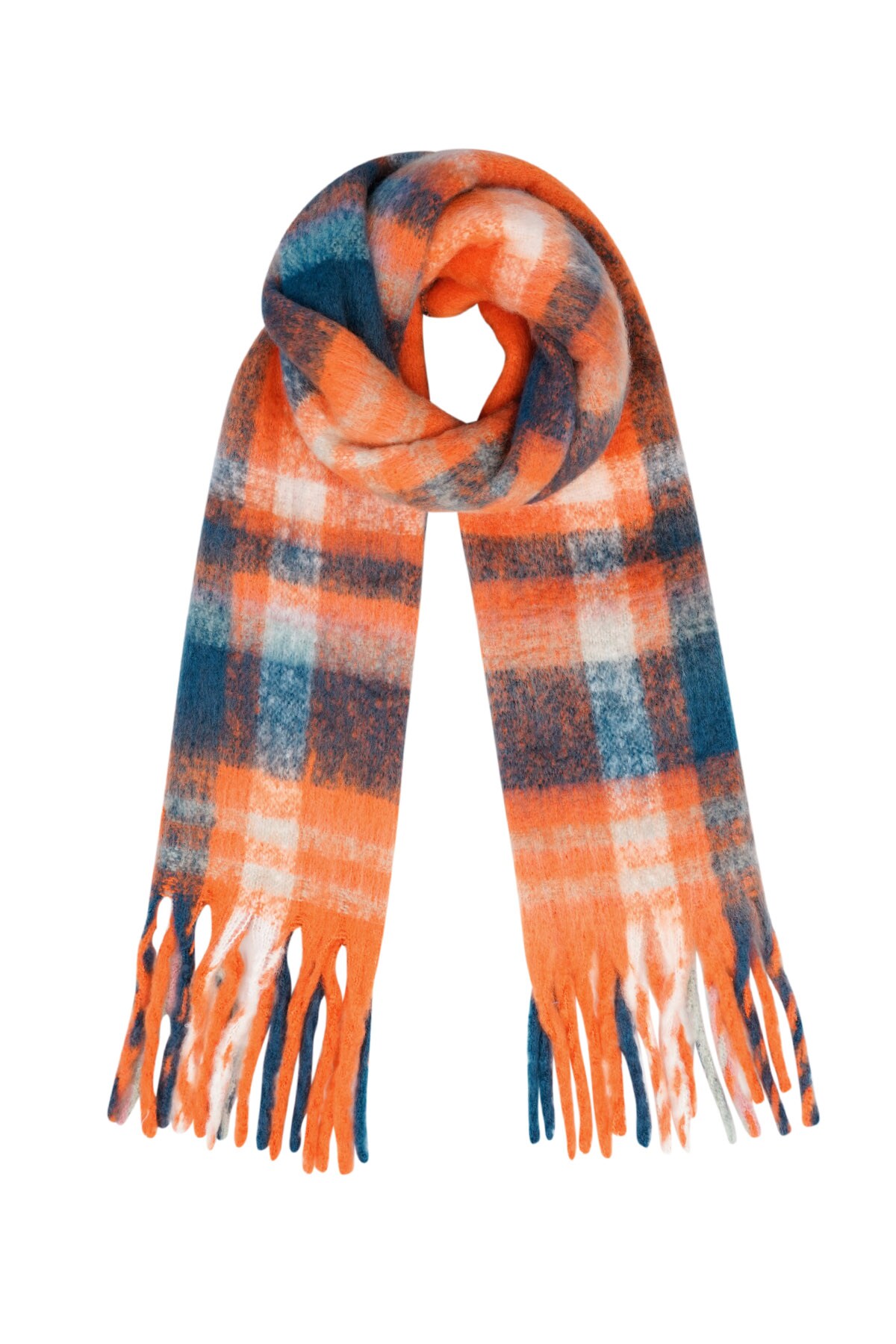 Scarf happy print Orange & Blue Polyester h5 