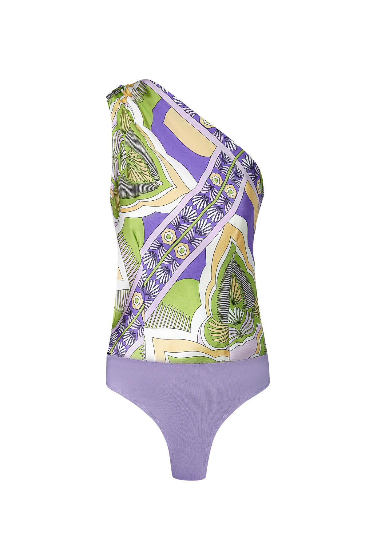 One shoulder body print - green/purple h5 