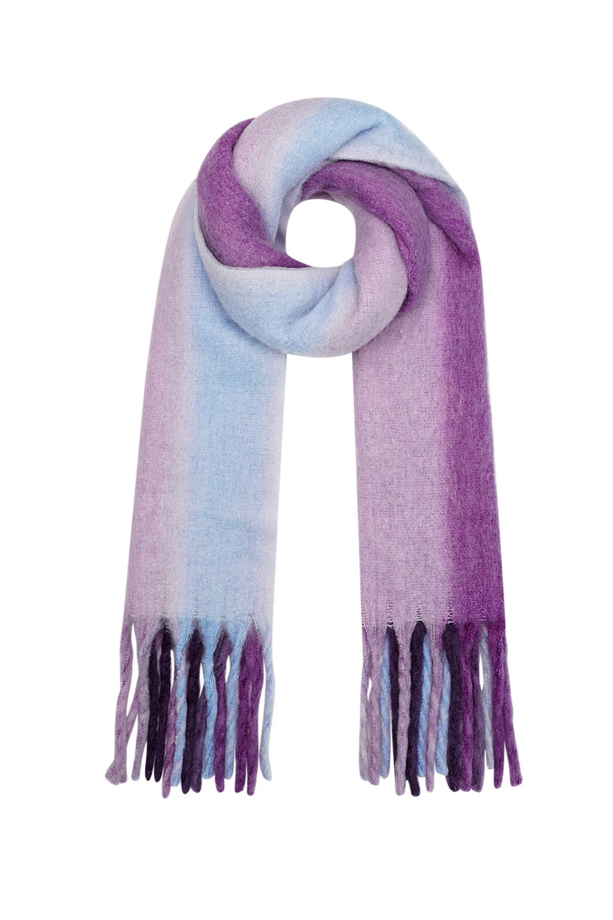 Winter scarf ombré colors blue/purple Polyester