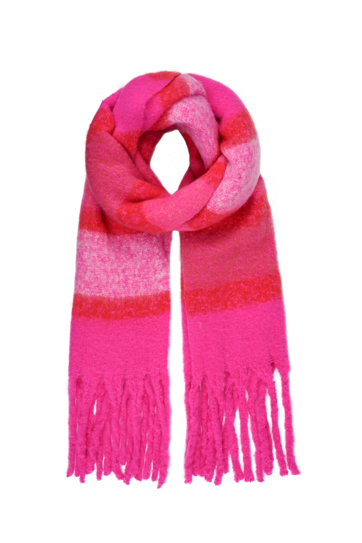 Scarf with stripes multi - fuchsia 