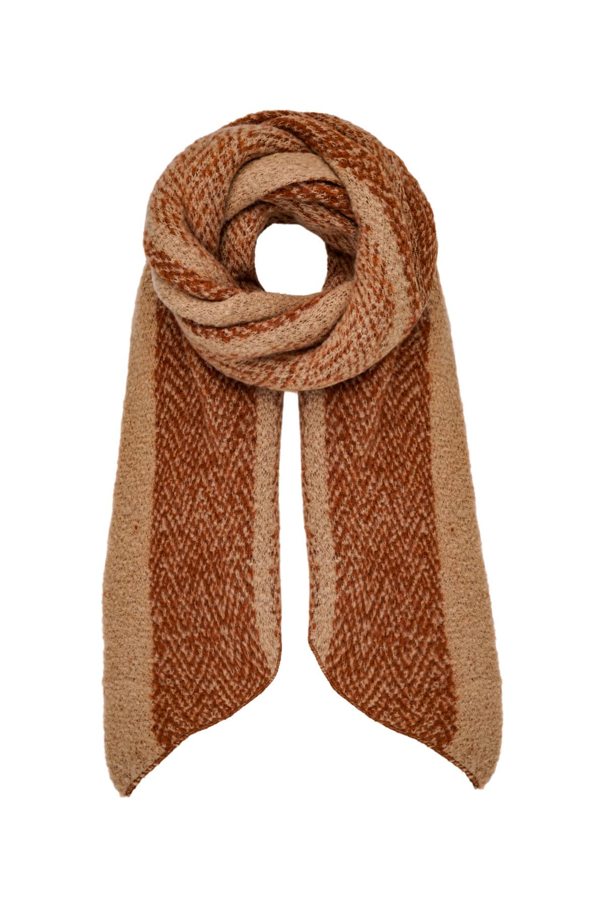 Scarf zigzag print multi - camel h5 