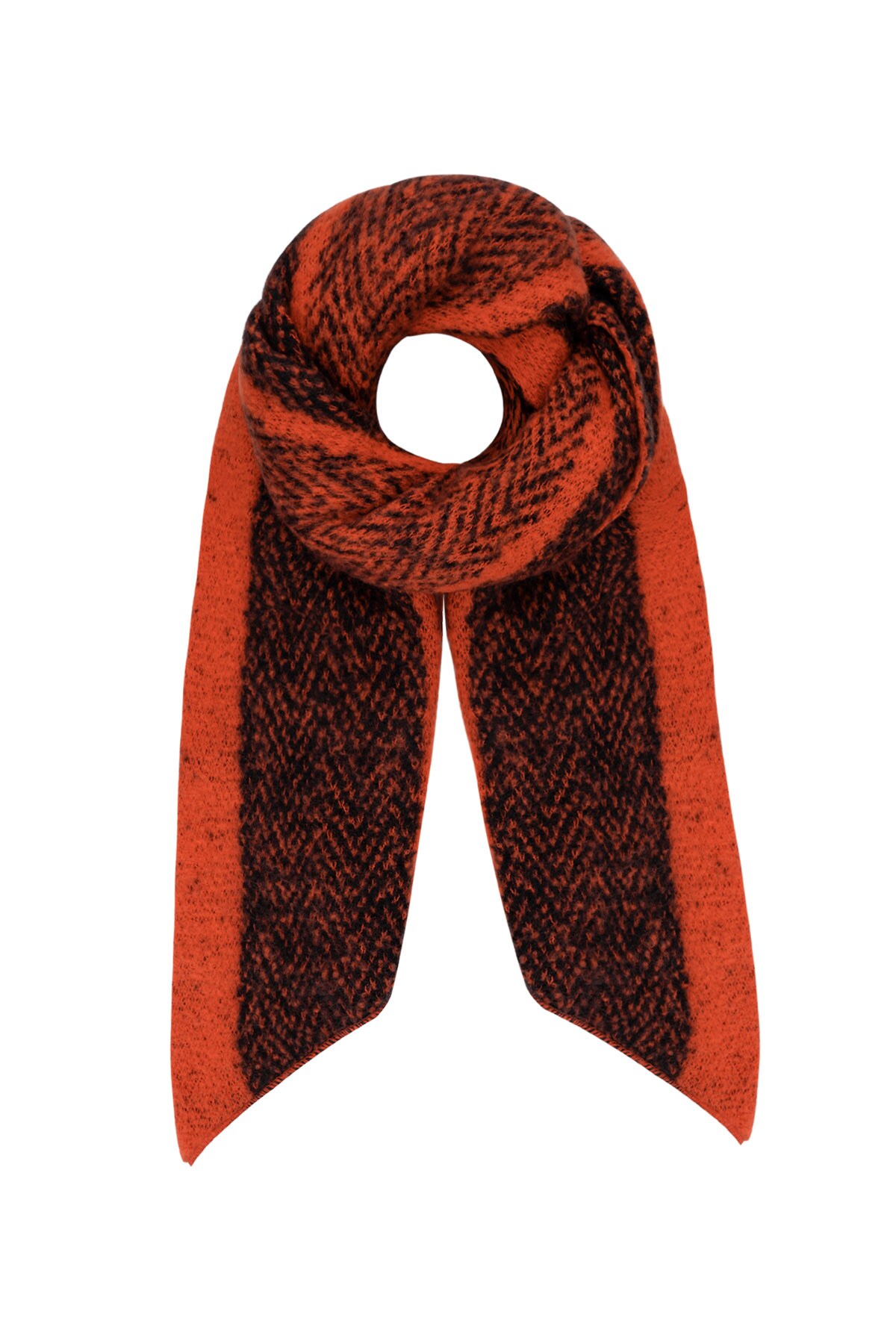 Scarf zigzag print multi - orange h5 