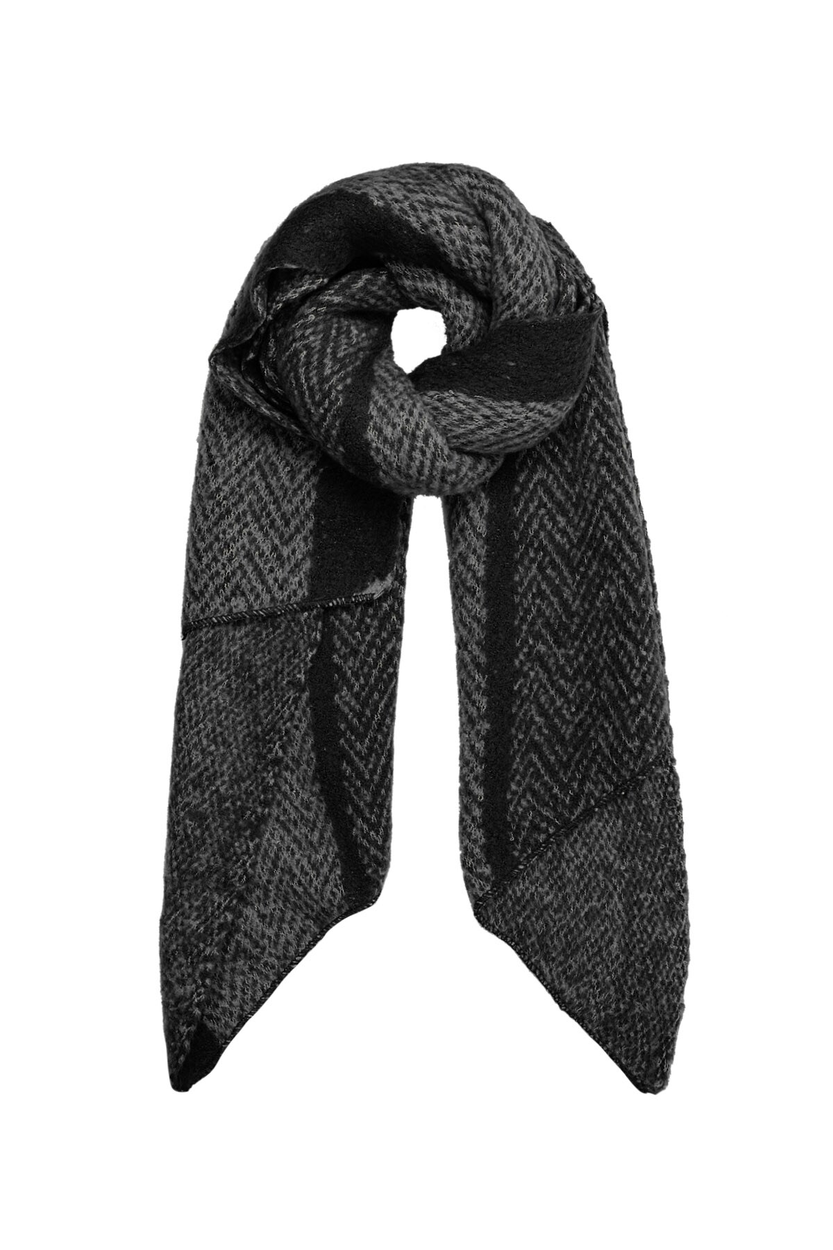 Scarf zigzag print multi - black gray h5 