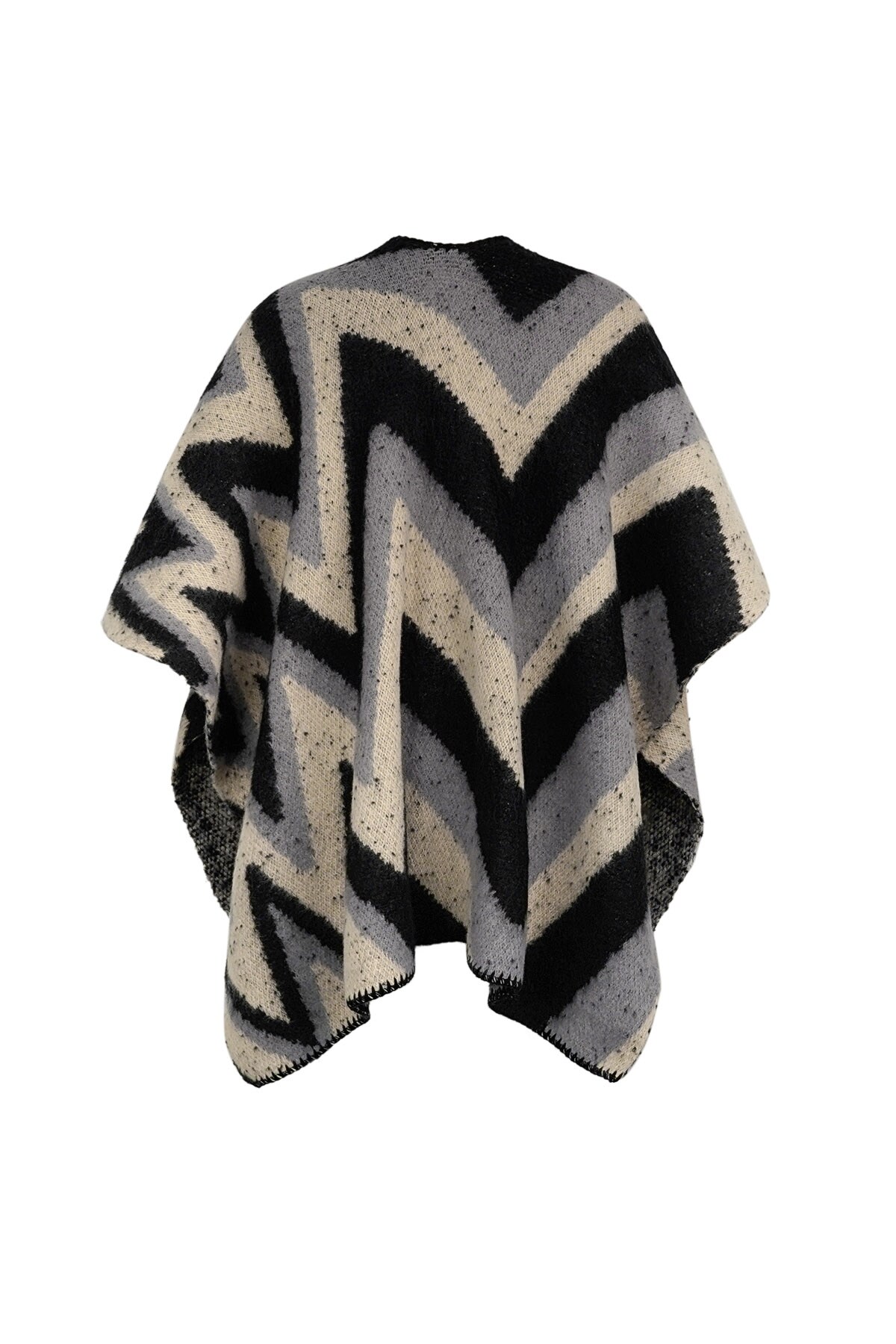 Organic print shawl - black beige h5 Picture5