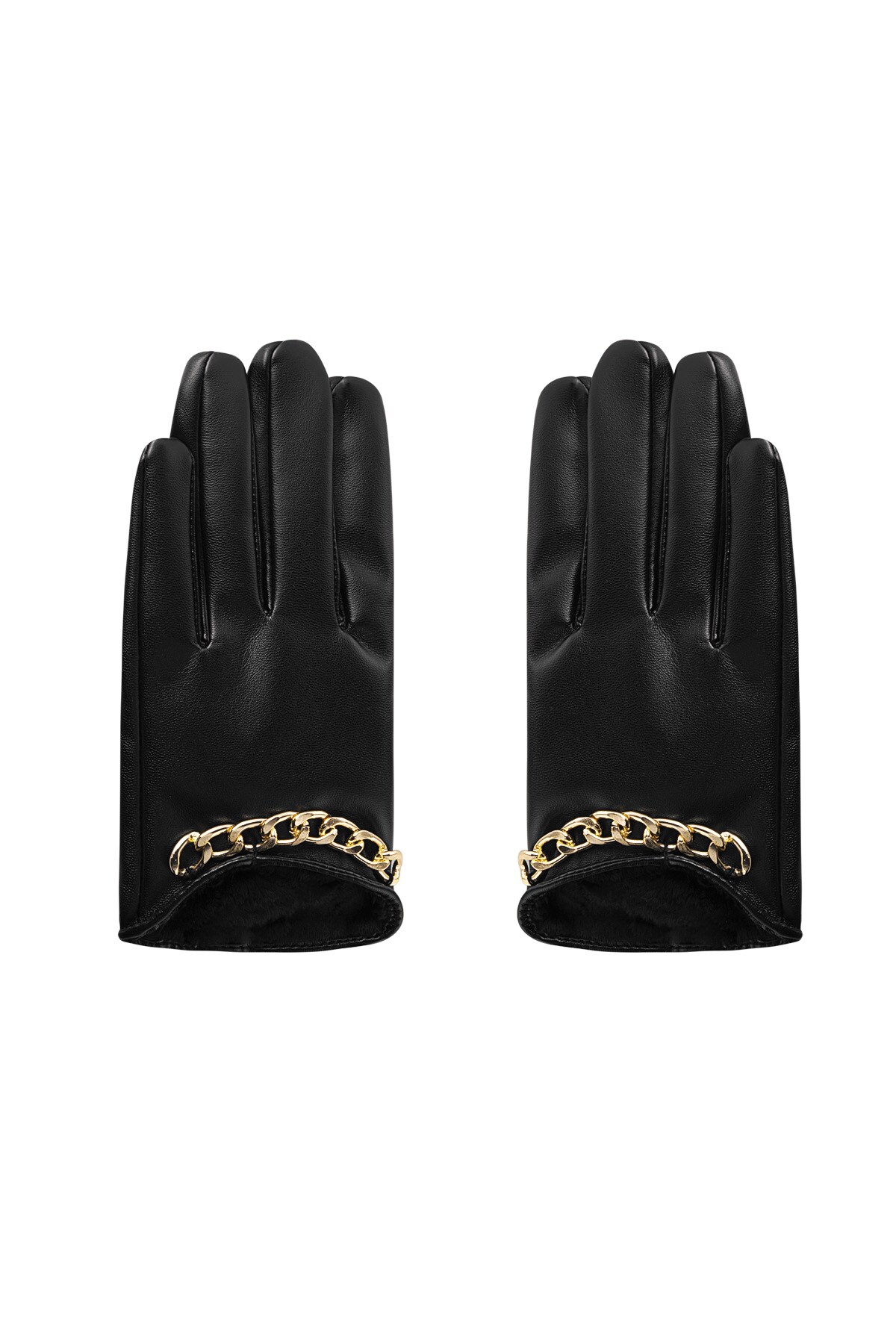 PU gloves with small chain - black h5 