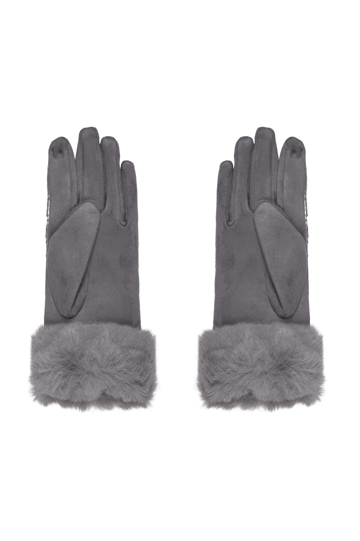 Gloves stitched with faux fur - Silver color h5 Picture5