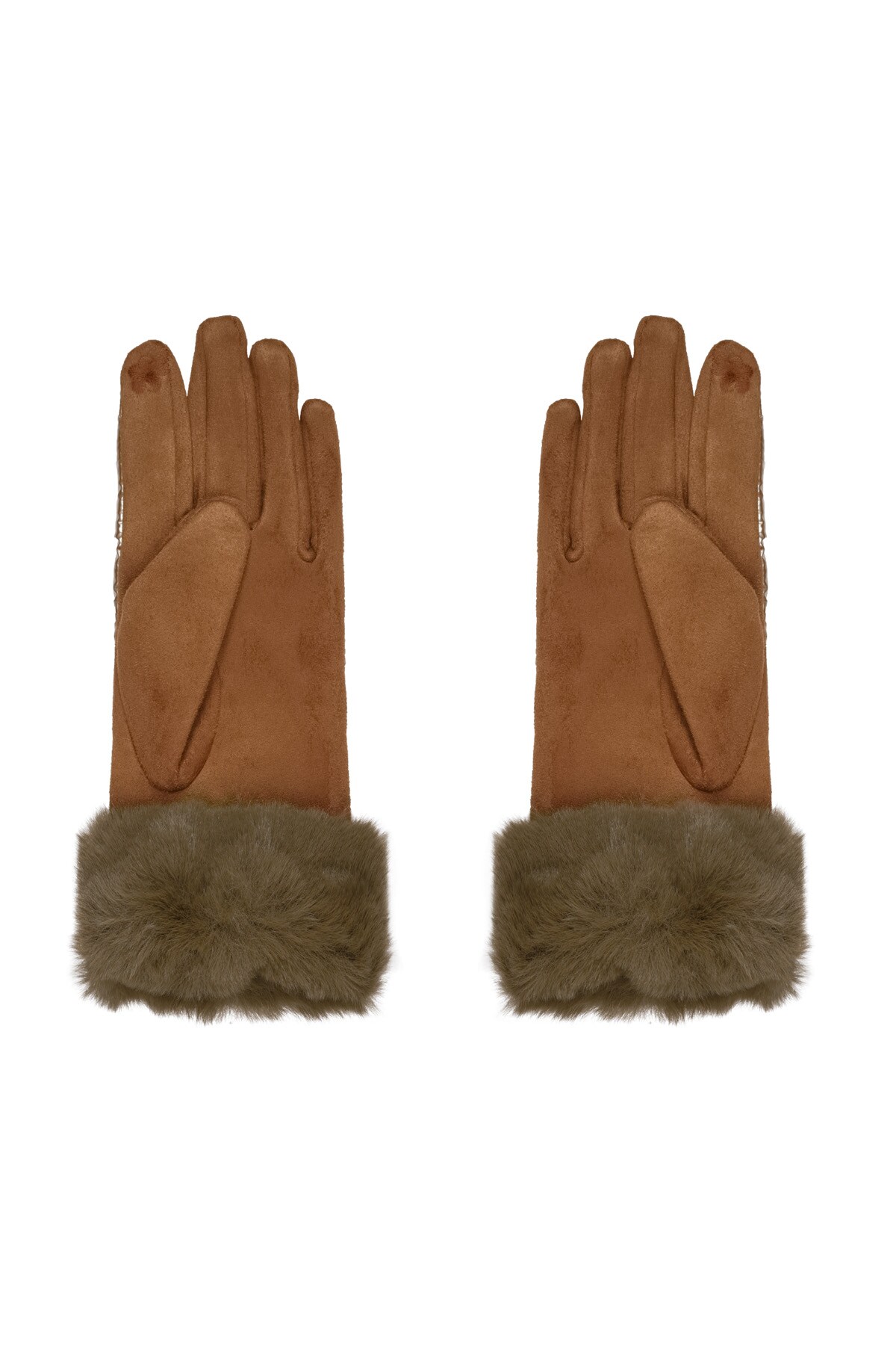 Gloves metallic with faux fur - brown h5 Picture5