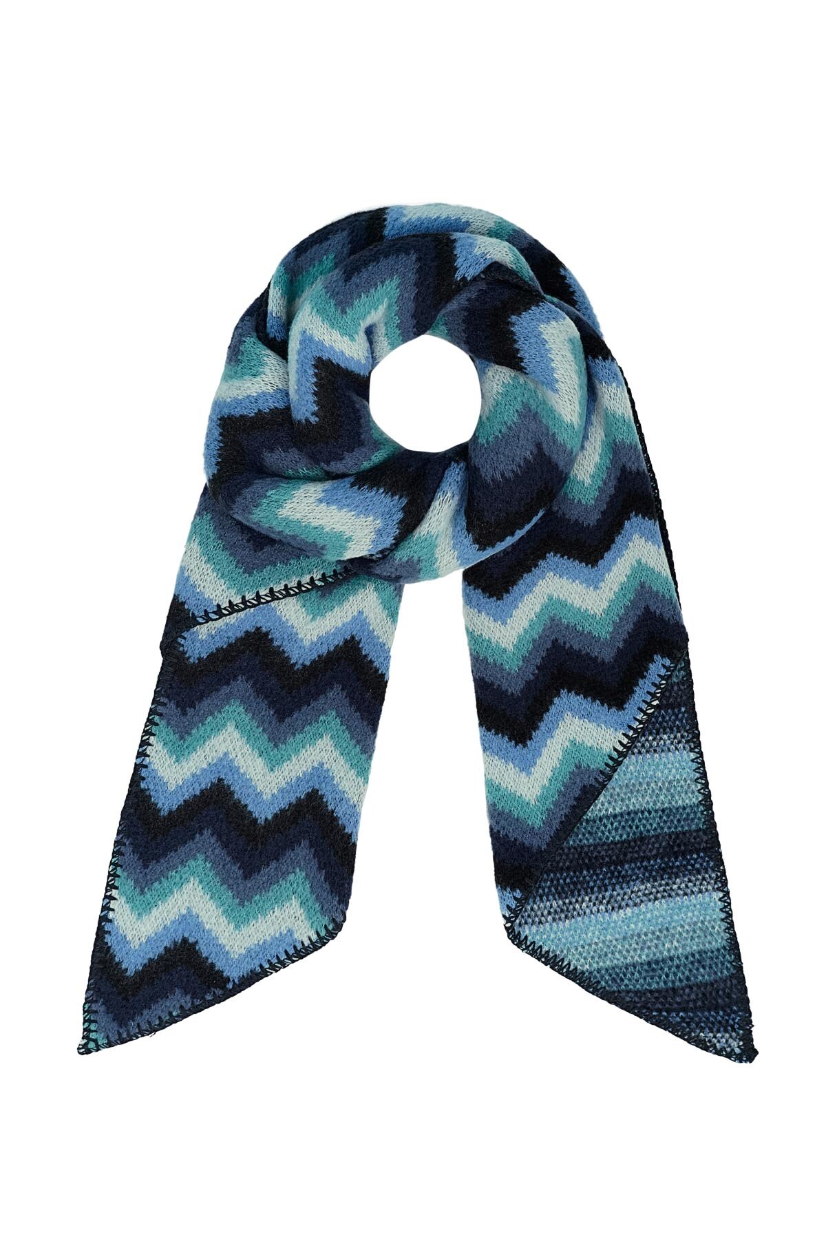 Scarf with zigzag print - blue h5 