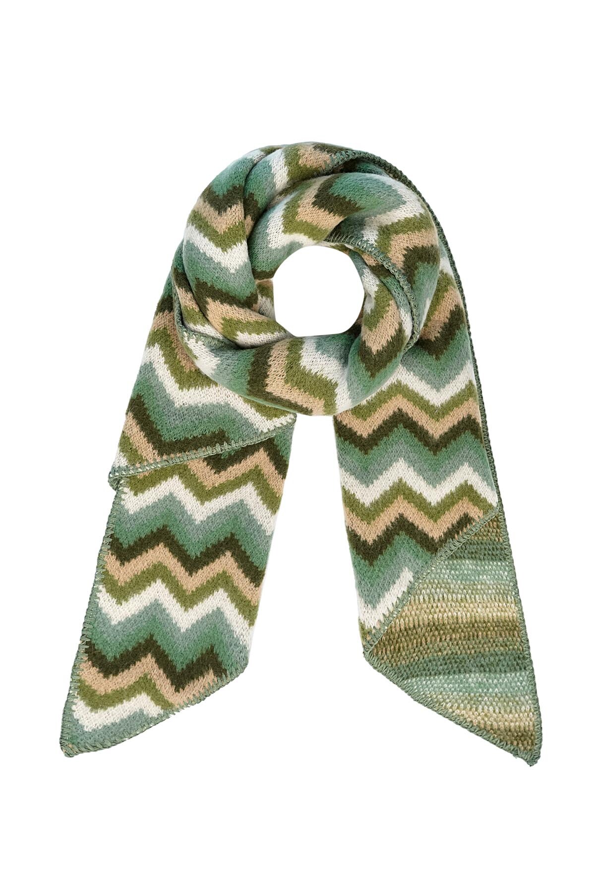 Scarf with zigzag print - green 