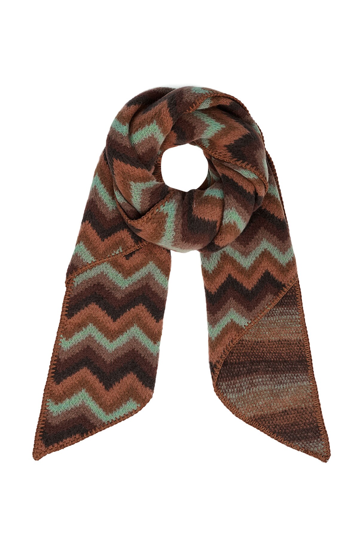 Scarf with zigzag print - brown black h5 