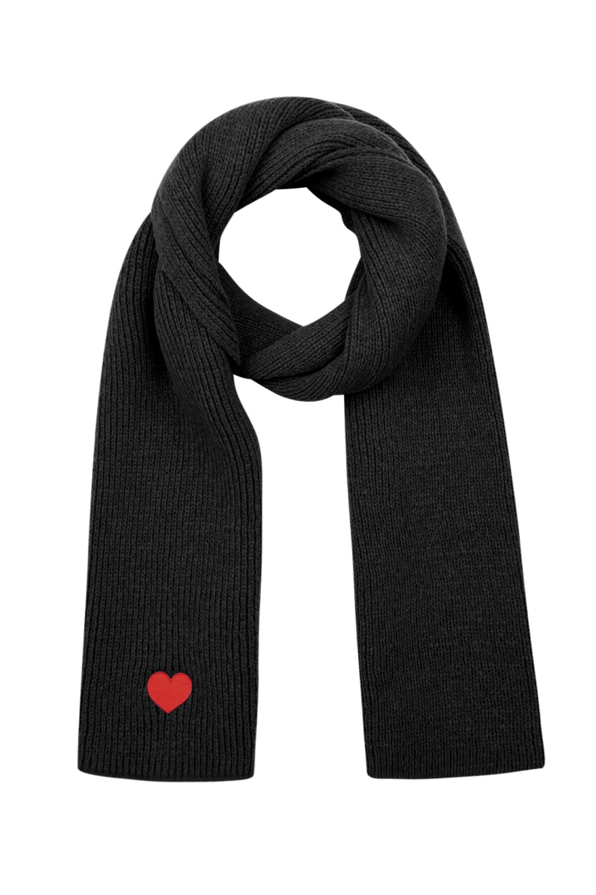 Winter scarf with heart detail - black 