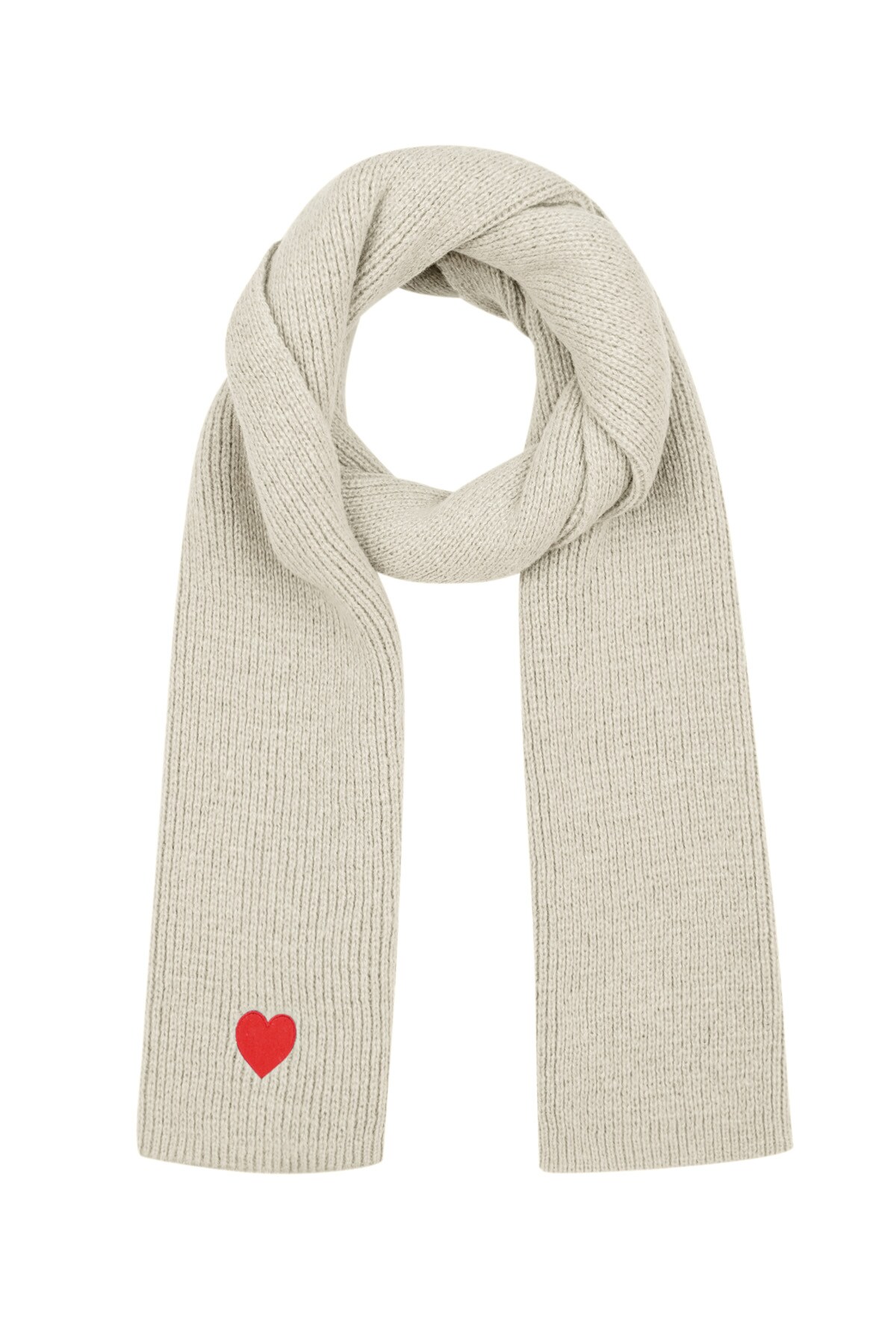 Winter scarf with heart detail - off-white h5 