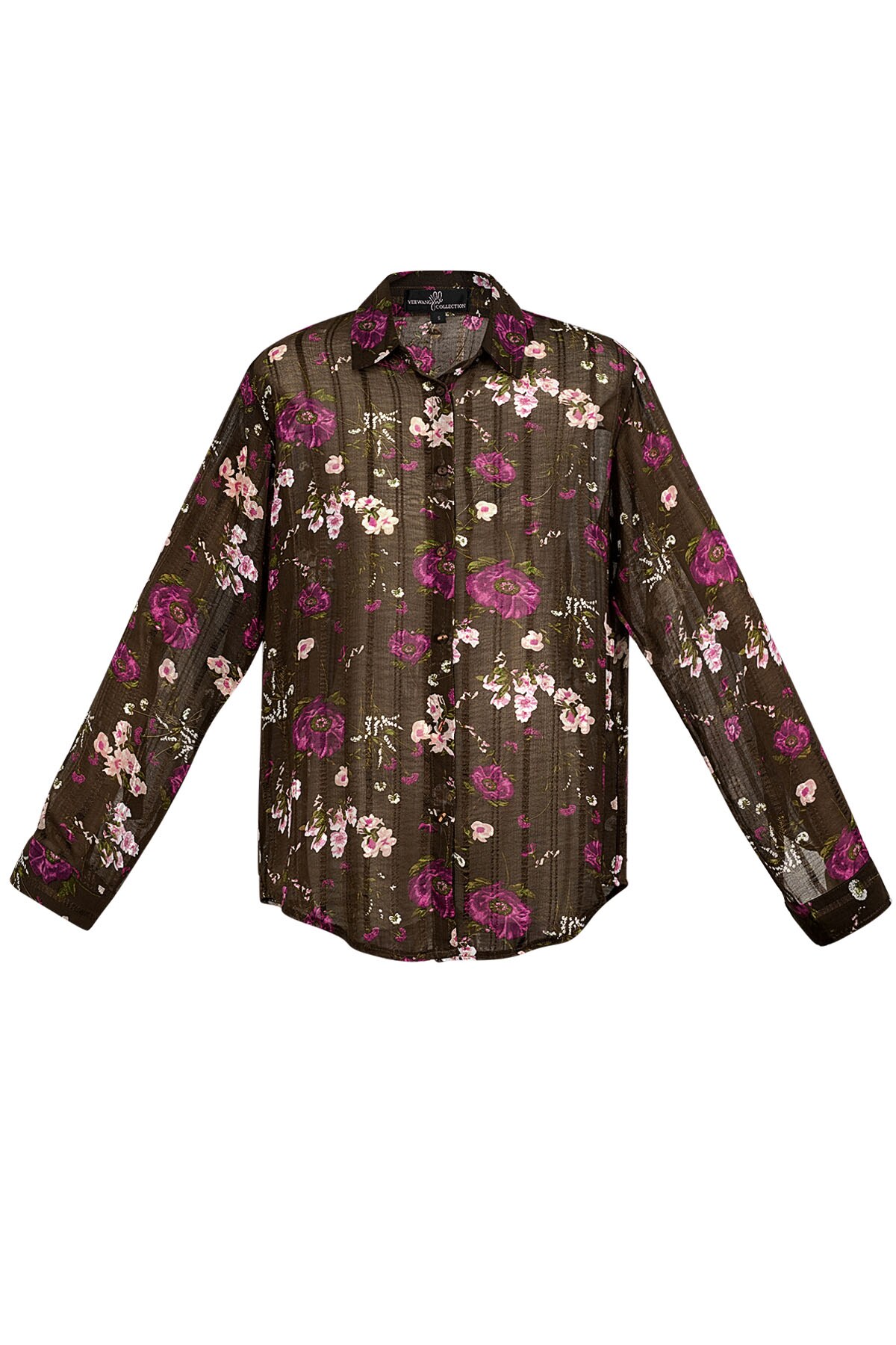 Blouse floral print brown purple h5 