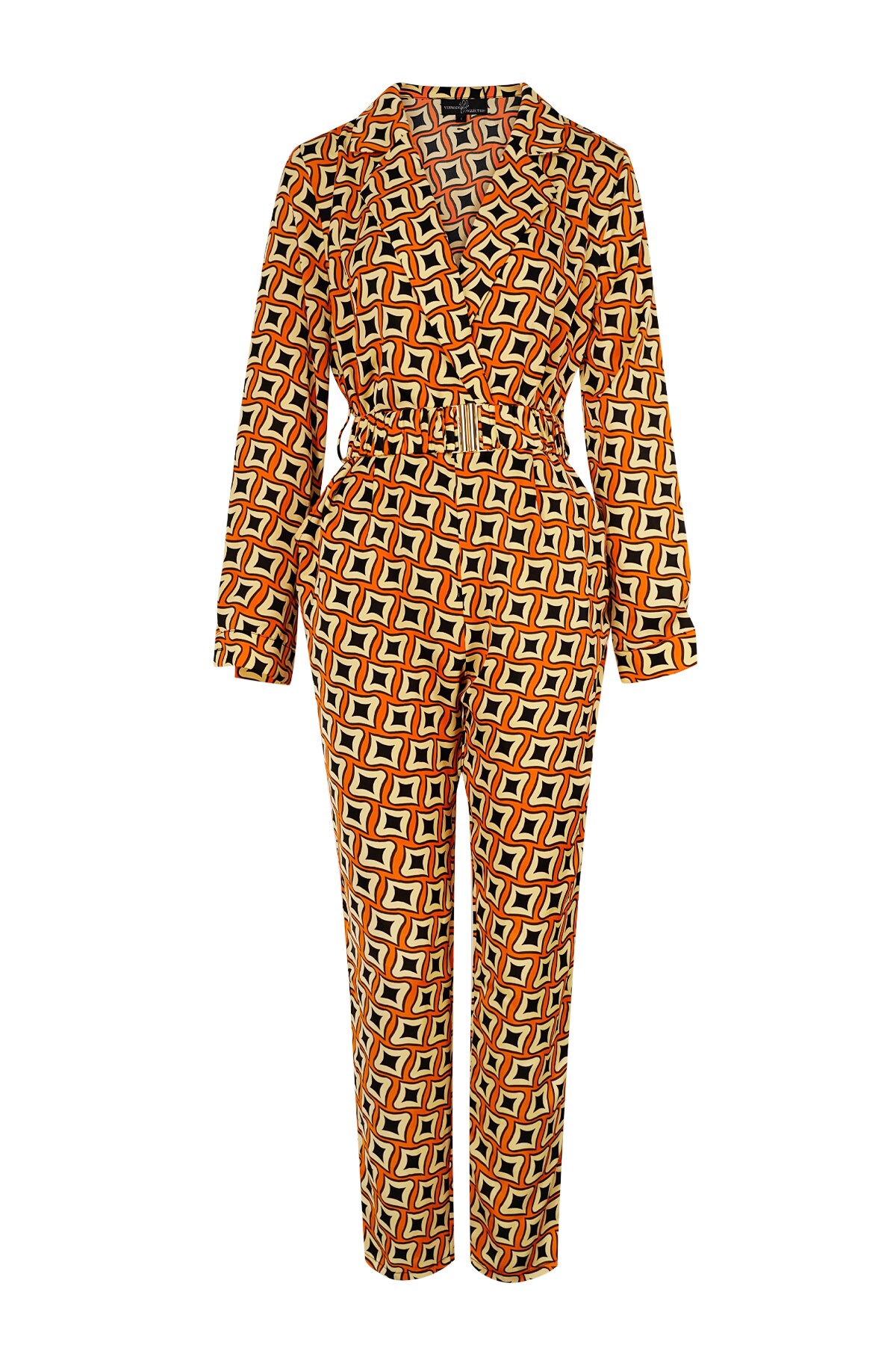 Jumpsuit retro print orange 