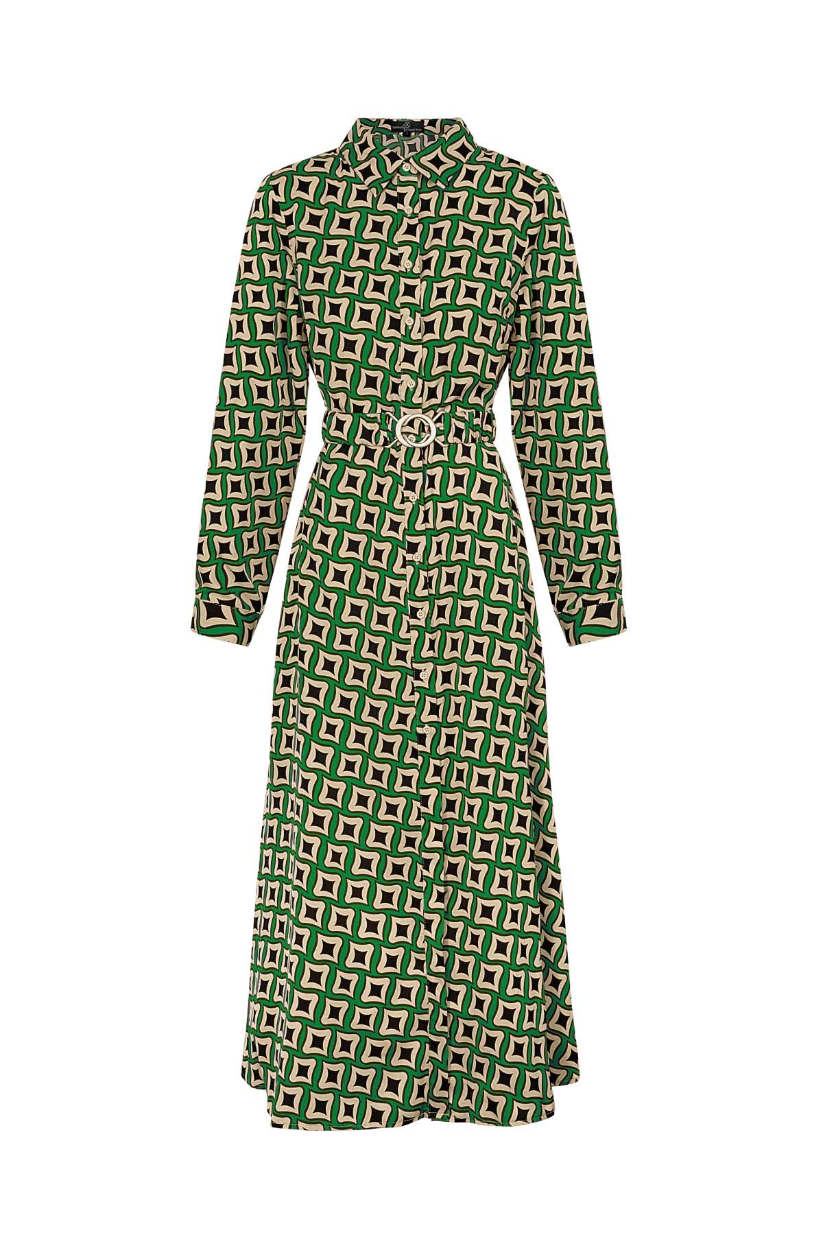 Maxi dress retro print green 