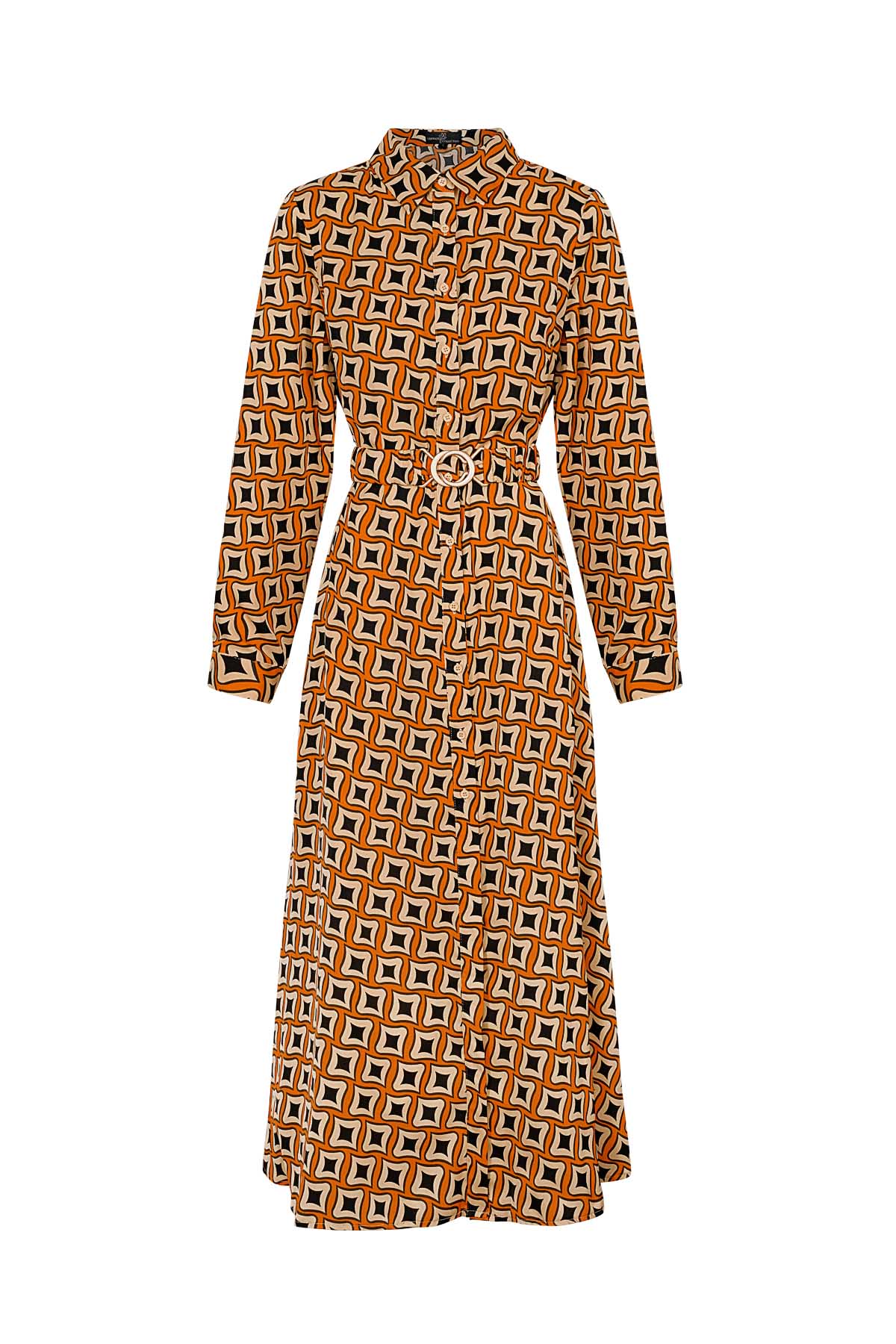 Maxi dress retro print orange h5 