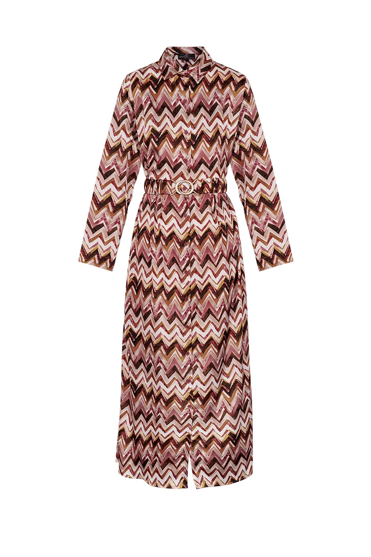 Maxi dress zigzag print beige 