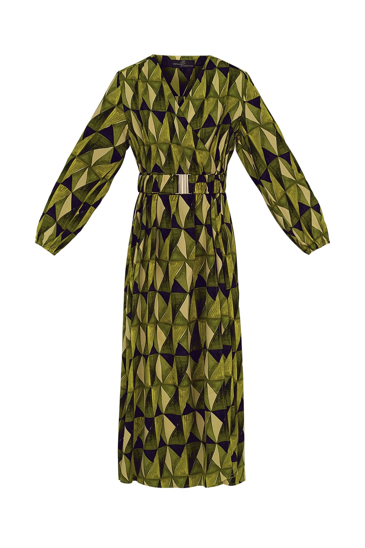 Maxi dress retro print green h5 