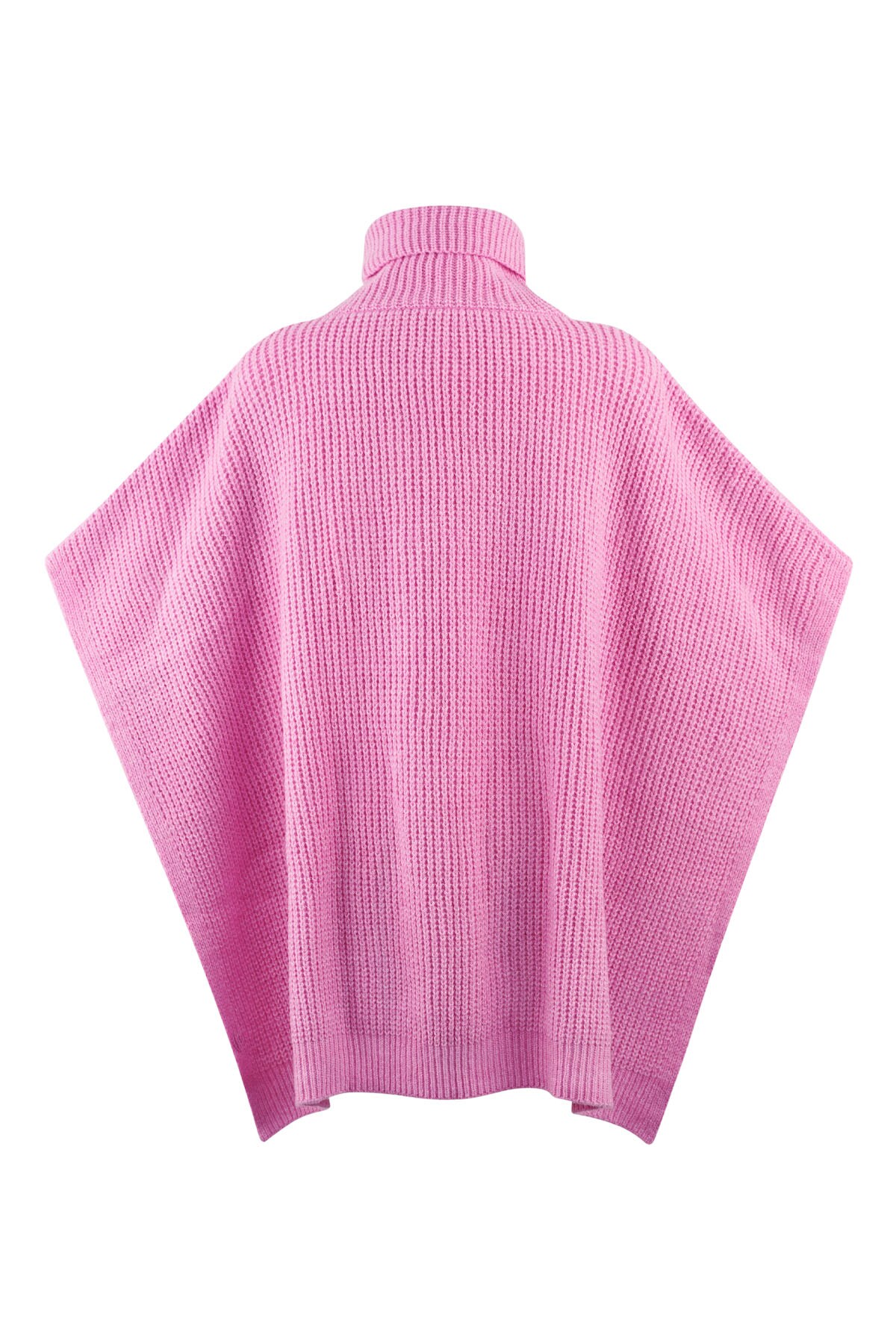 Plain knitted poncho - pink h5 Picture5