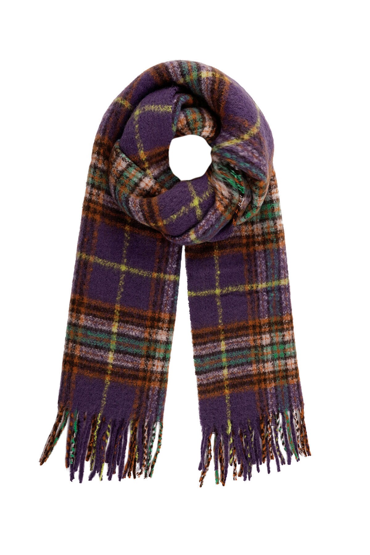 Winter scarf large diamond print - purple 