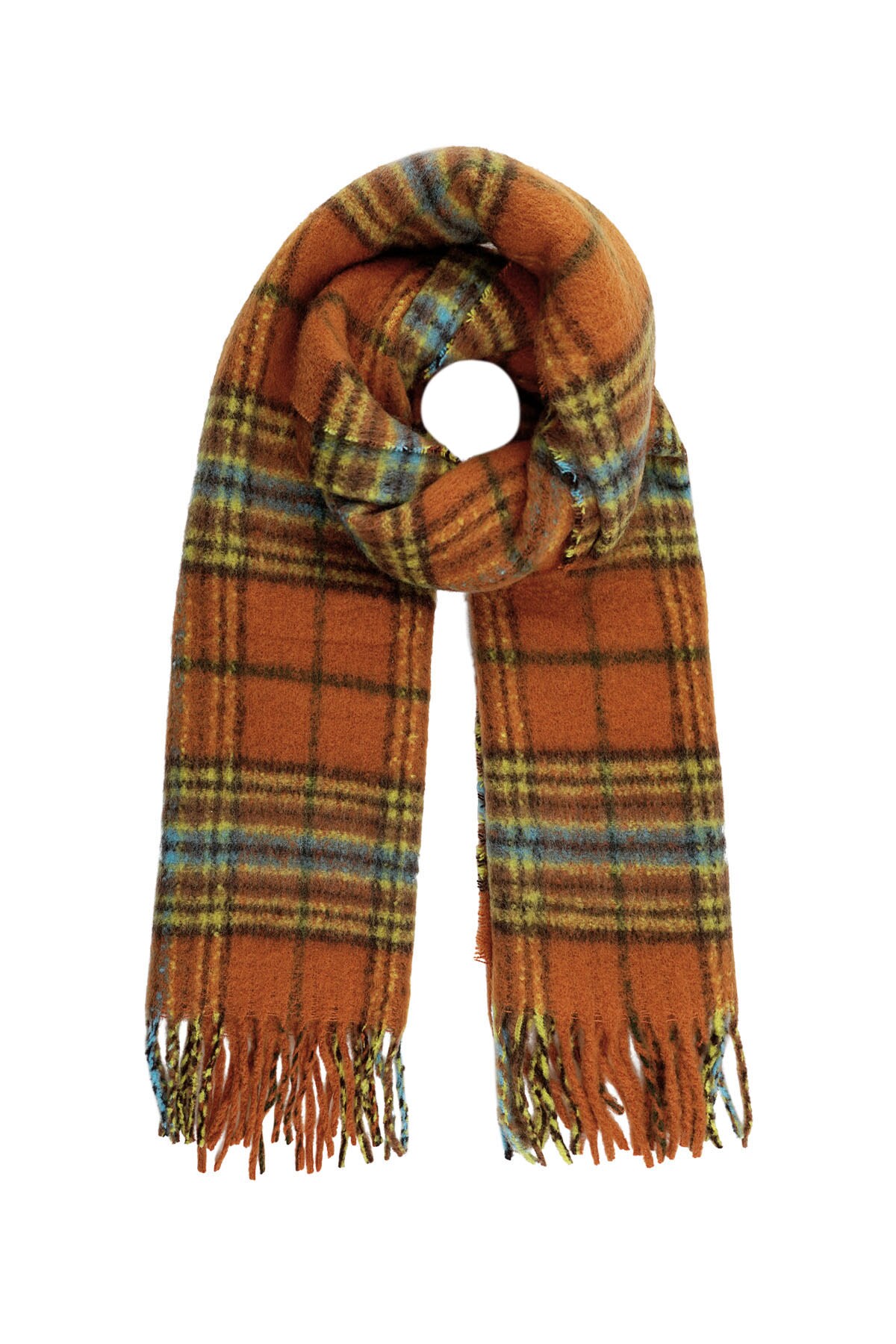 Winter scarf large diamond print - orange h5 