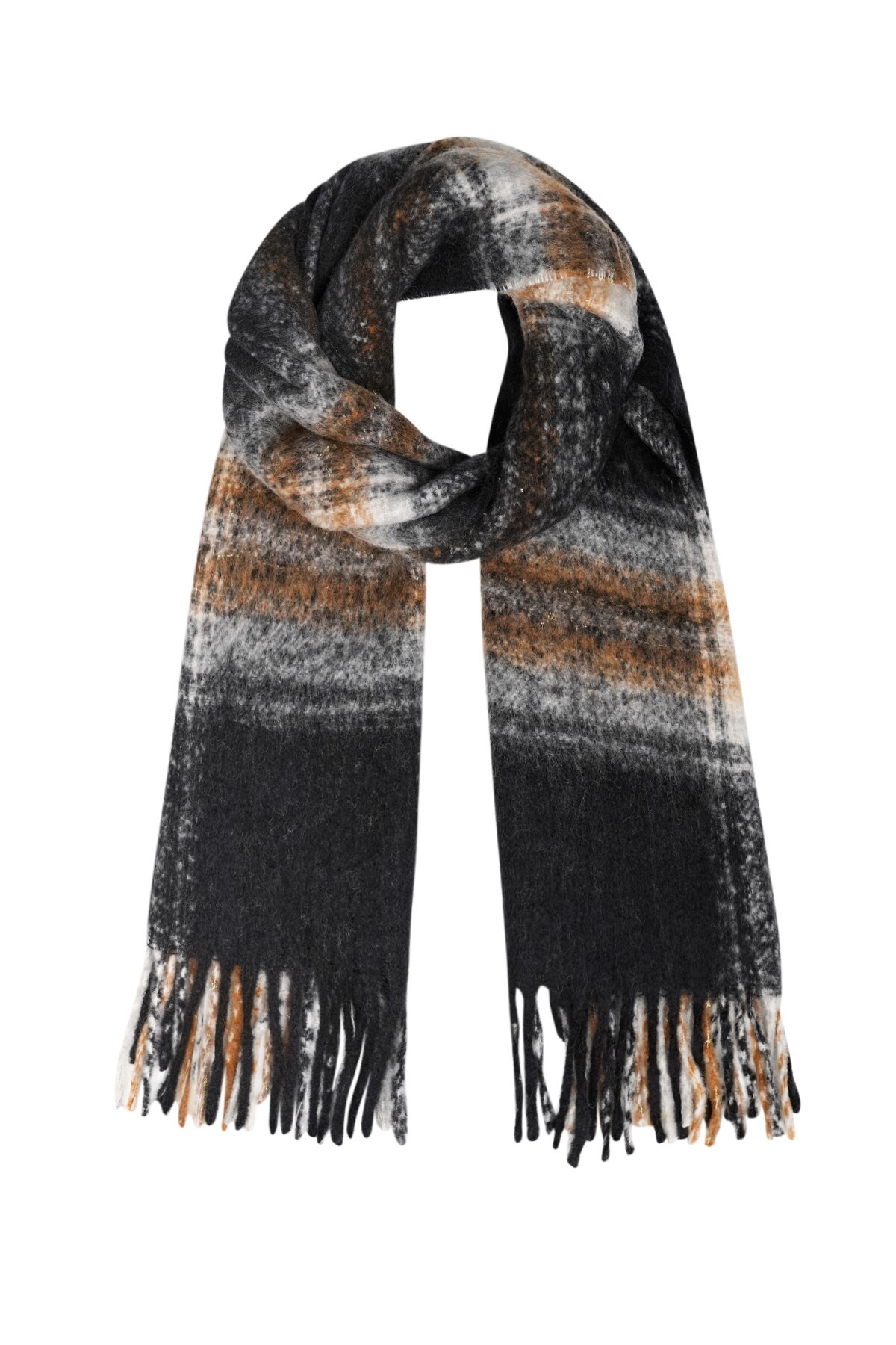 Scarf colorful stripe detail - black h5 