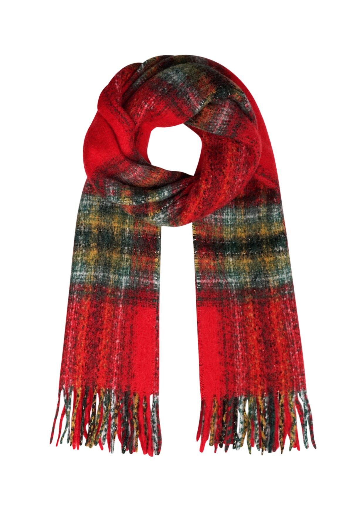 Scarf colorful stripe detail - red 