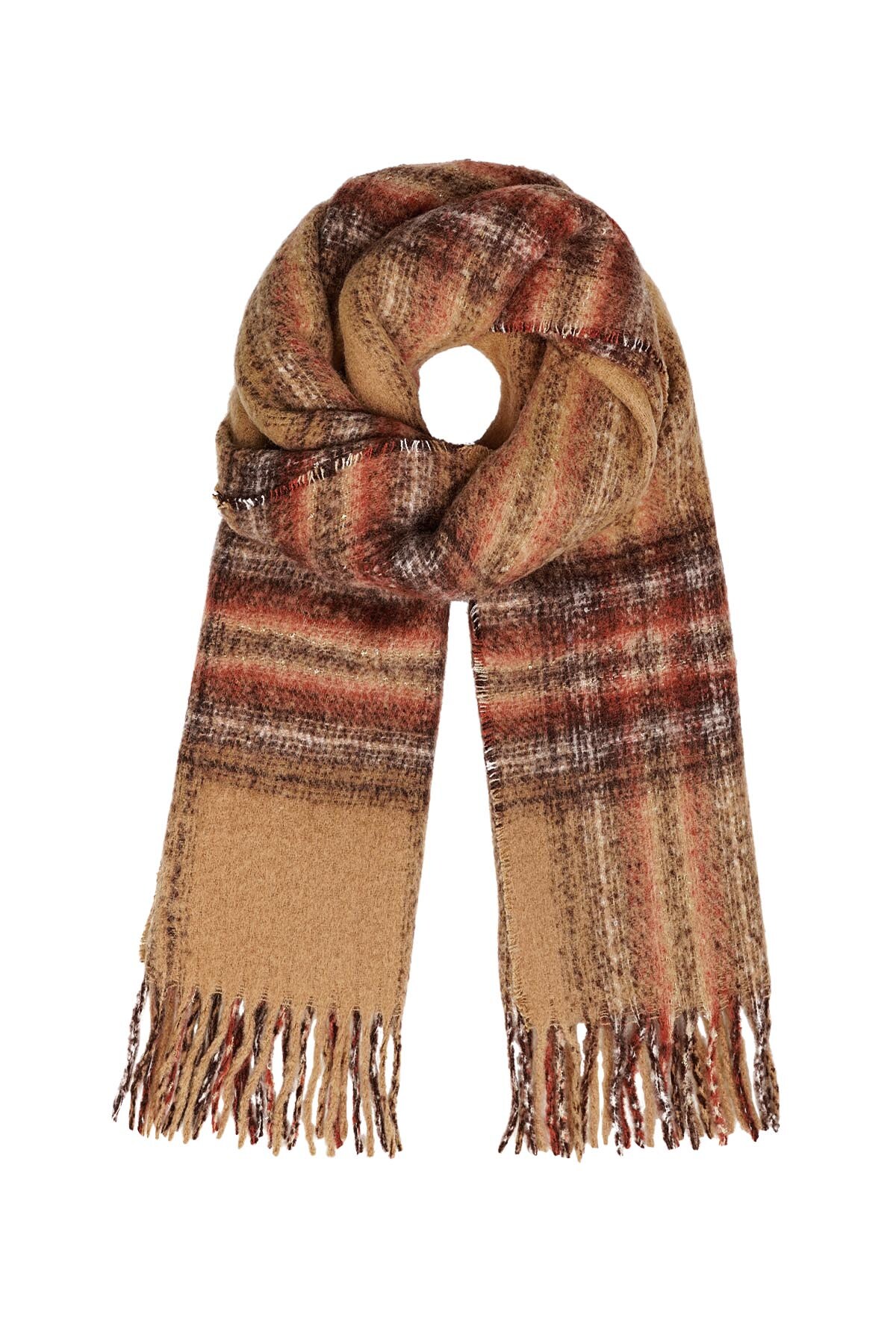 Scarf colorful stripe detail - brown h5 