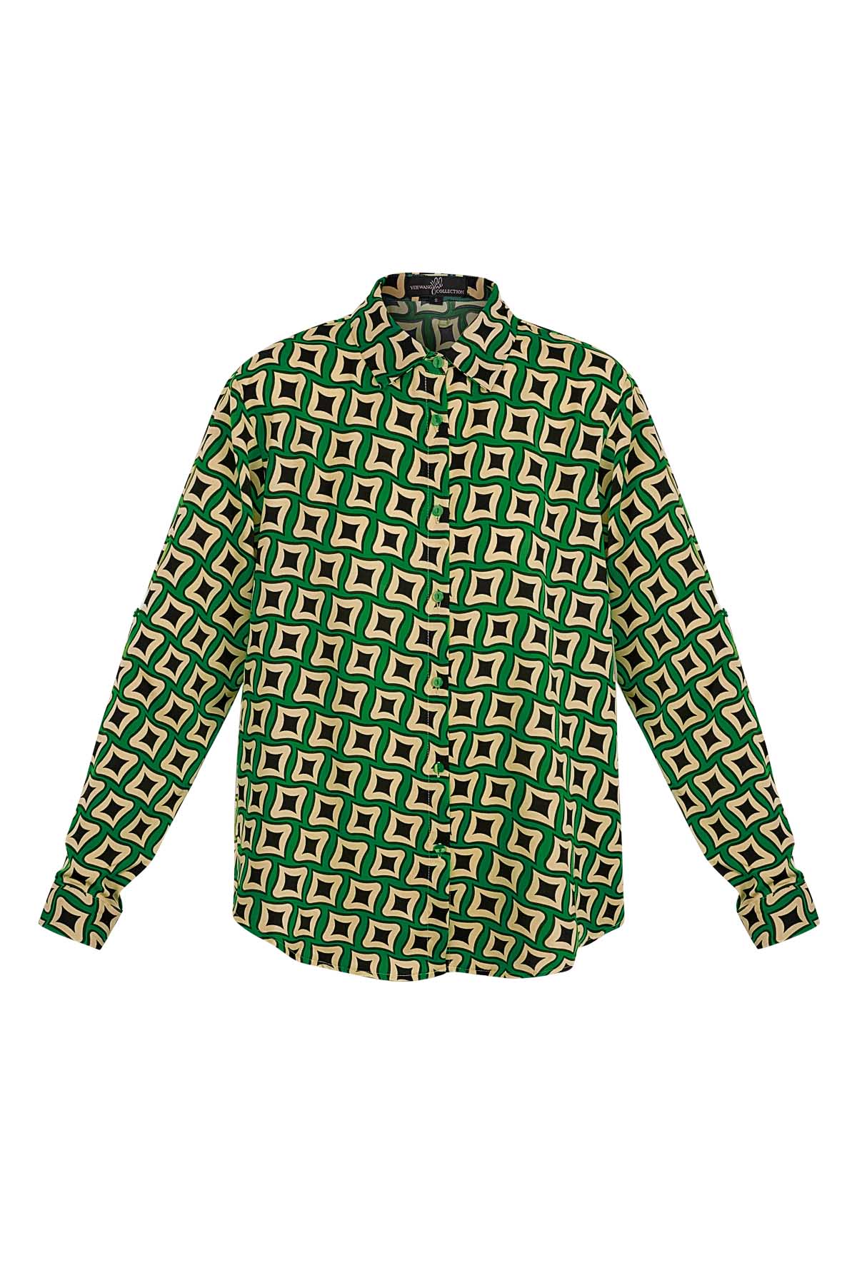 Blouse retro print - green h5 