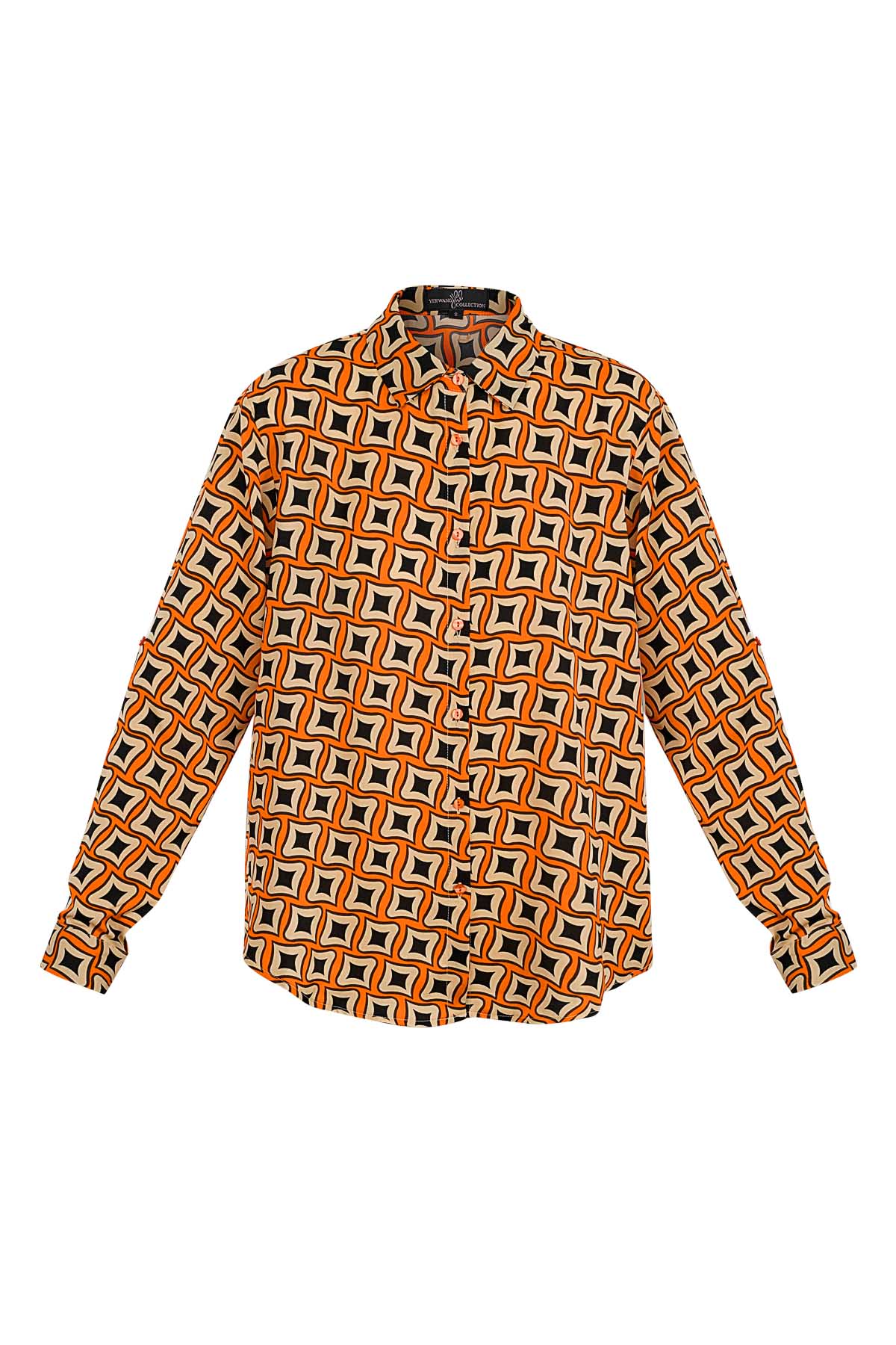 Blouse retro print - orange h5 