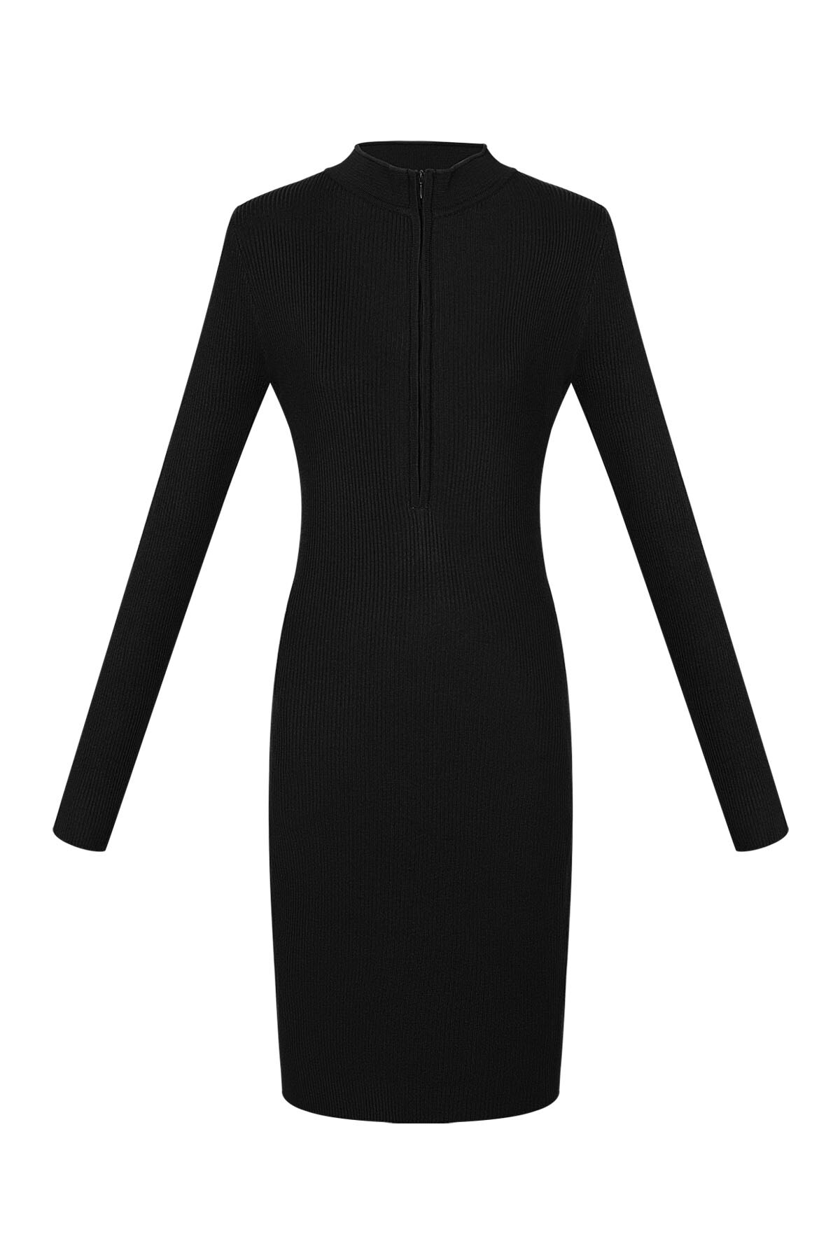 Midi dress with zipper - black h5 