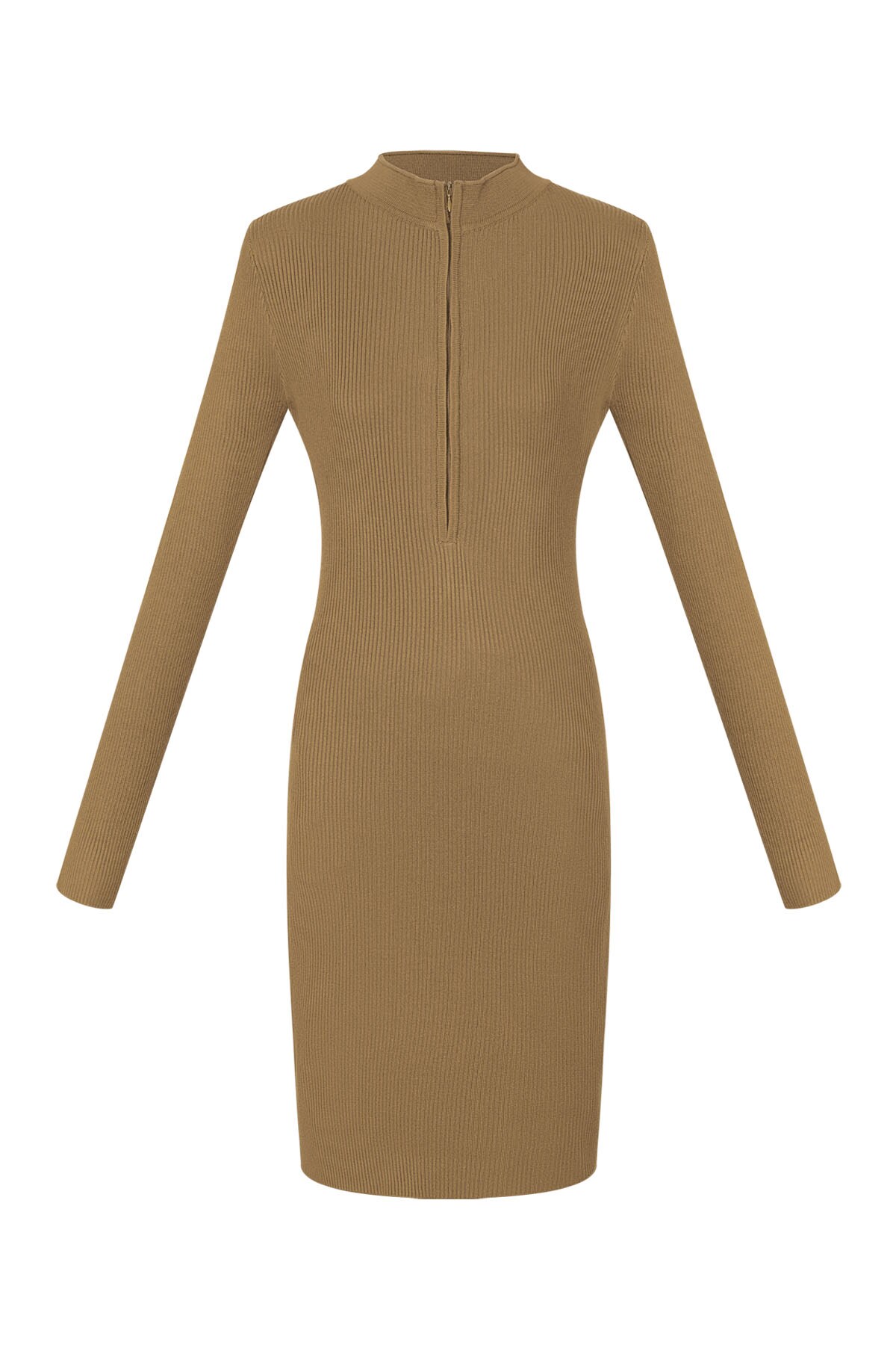 Midi dress with zipper - beige h5 