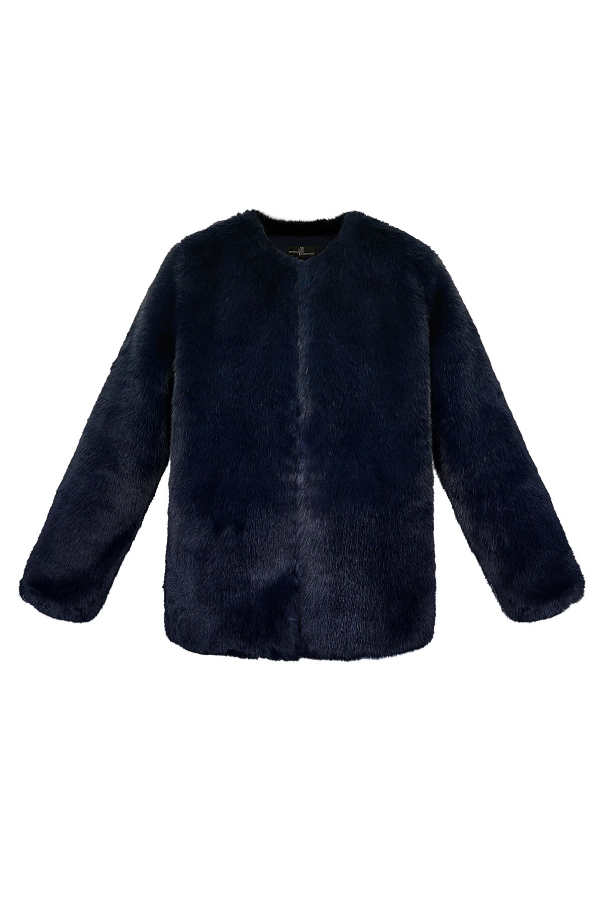 Faux fur coat - dark blue h5 